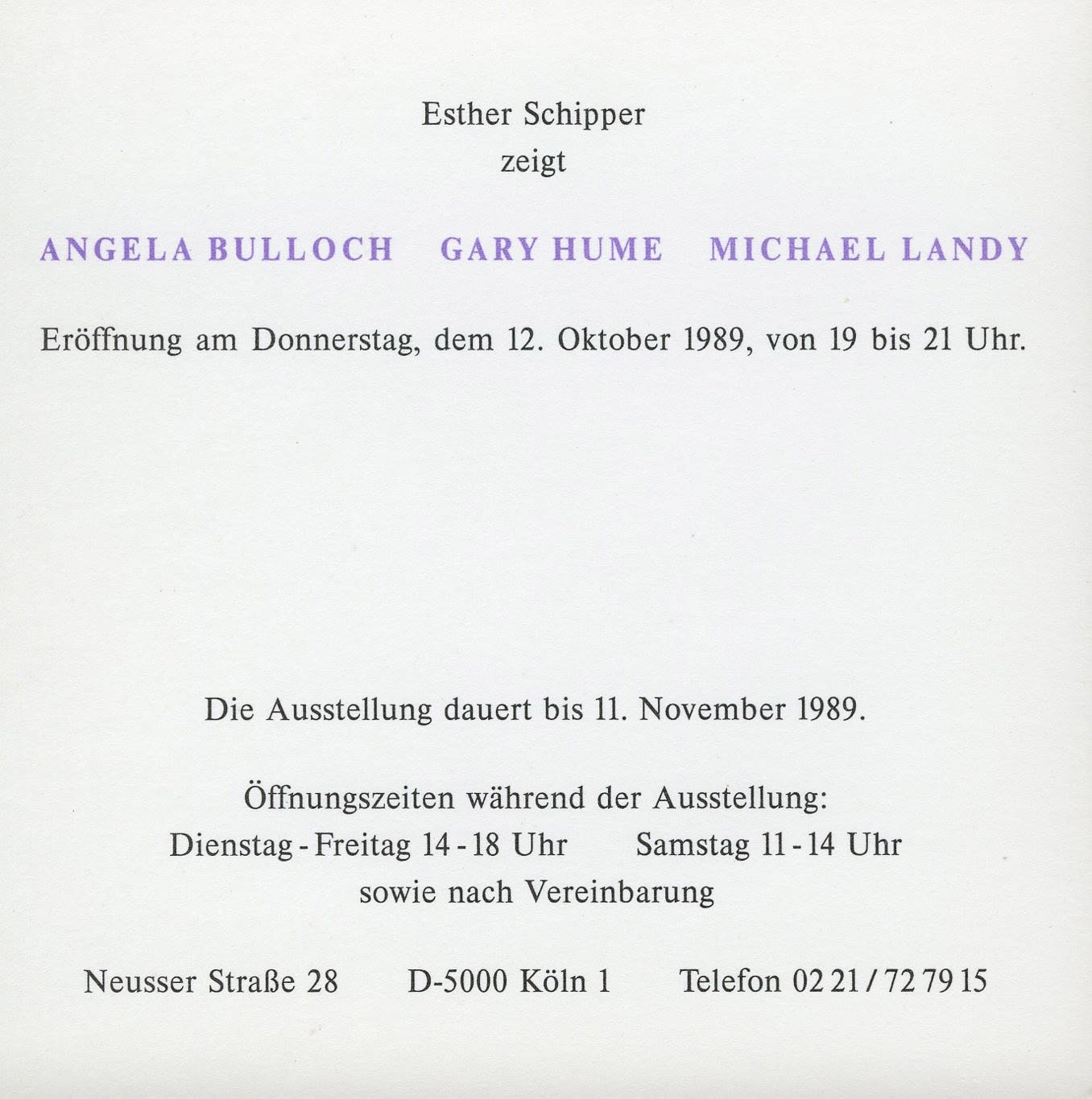 Original exhibition invitation (recto)