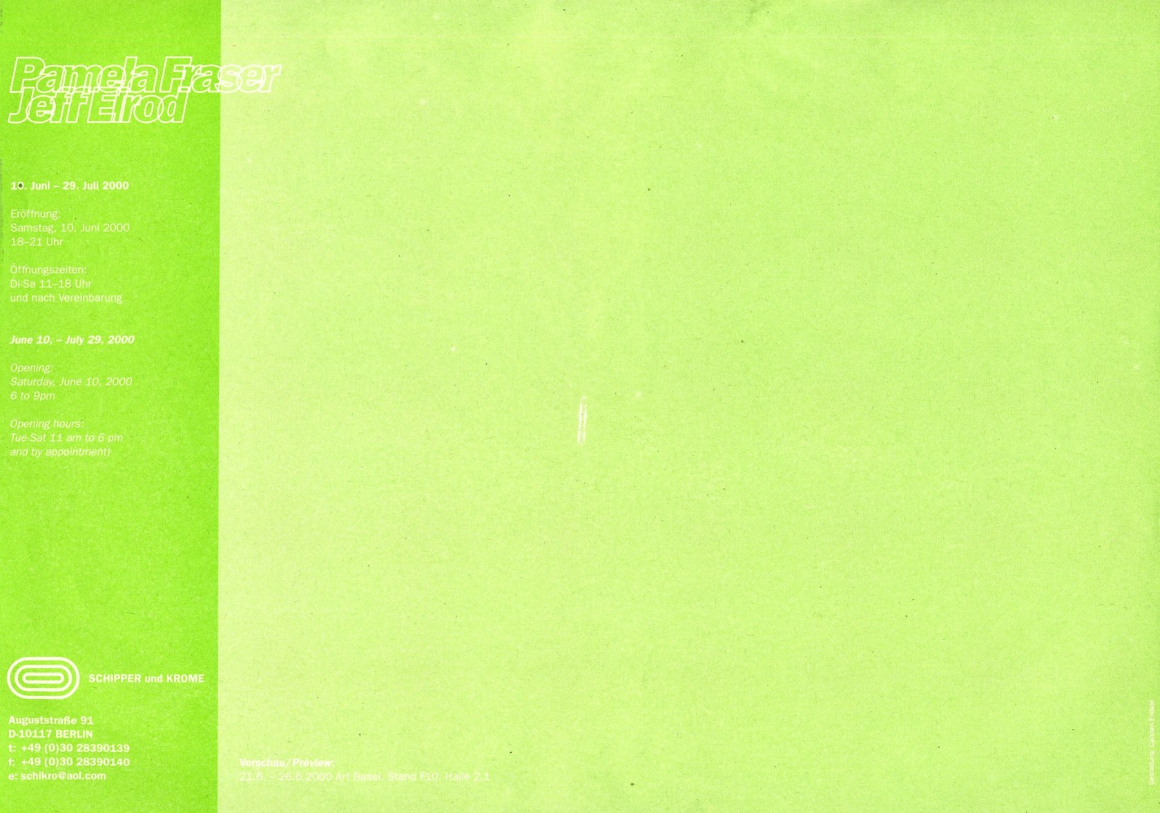 Original exhibition invitation (recto)