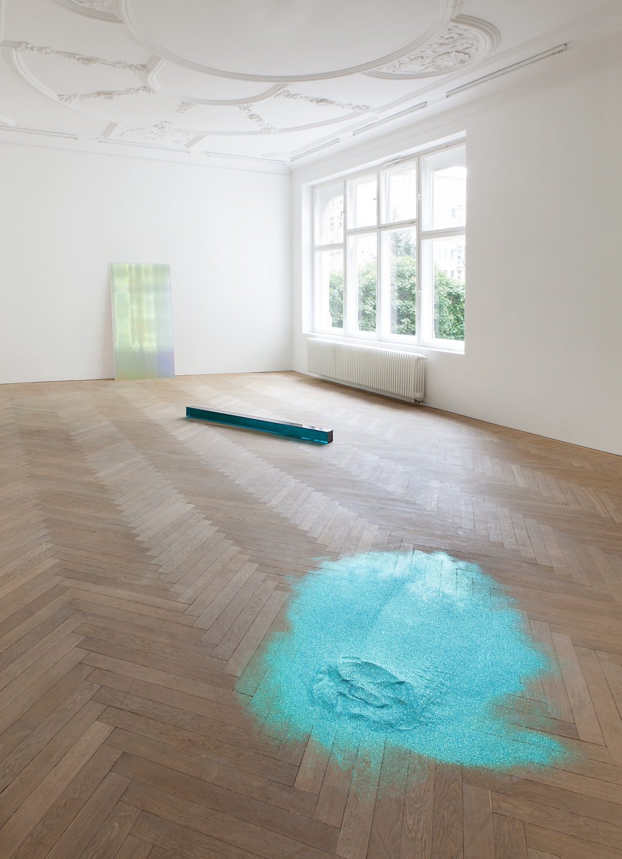 Exhibition views from Ann Veronica Janssens (March 6 - April 18, 2015) Back to front: Untitled (Gaufrette), 2015, Untitled, 2015...