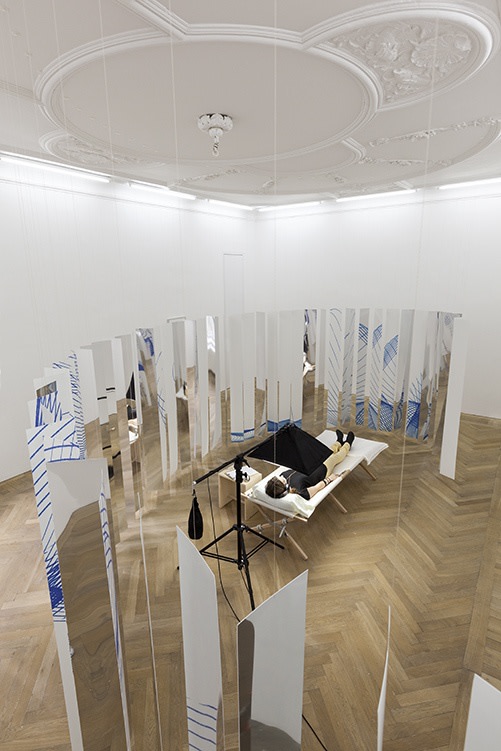 Magic Mirror Curtain, 2015 Mirrored and digitally printed polystyrene panels, thread The large-scale mirror installation forms a spiral. Made from...