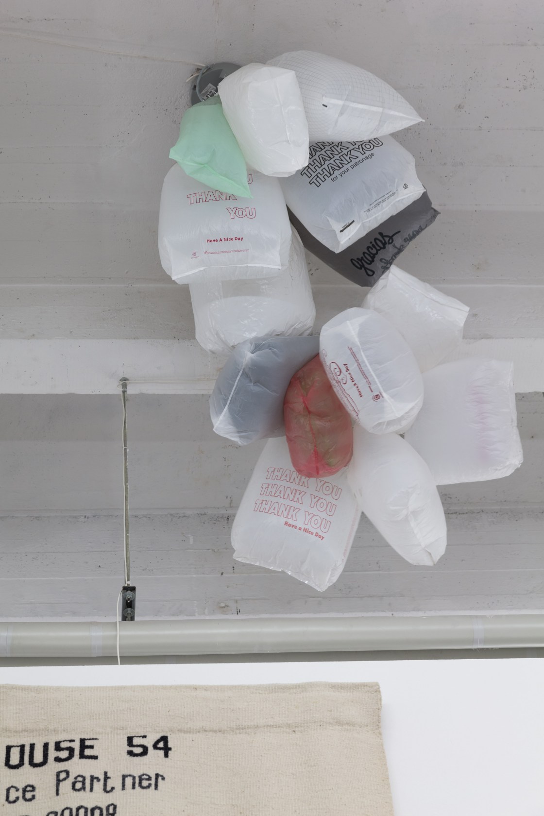 Thank You Clouds, 2004 12 360° pivoting fans, shopping bags Dimensions variable Photo © Andrea Rossetti