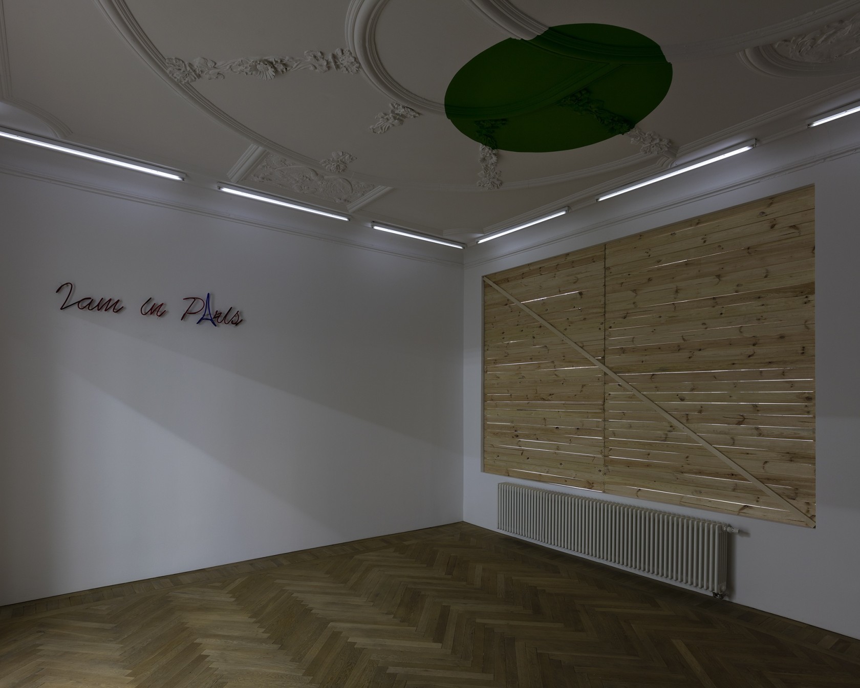 I Am In Paris, 2015 (left) Murano glass neon tubes, un-electrified Edition of 3 The sentence is the sole spoken...