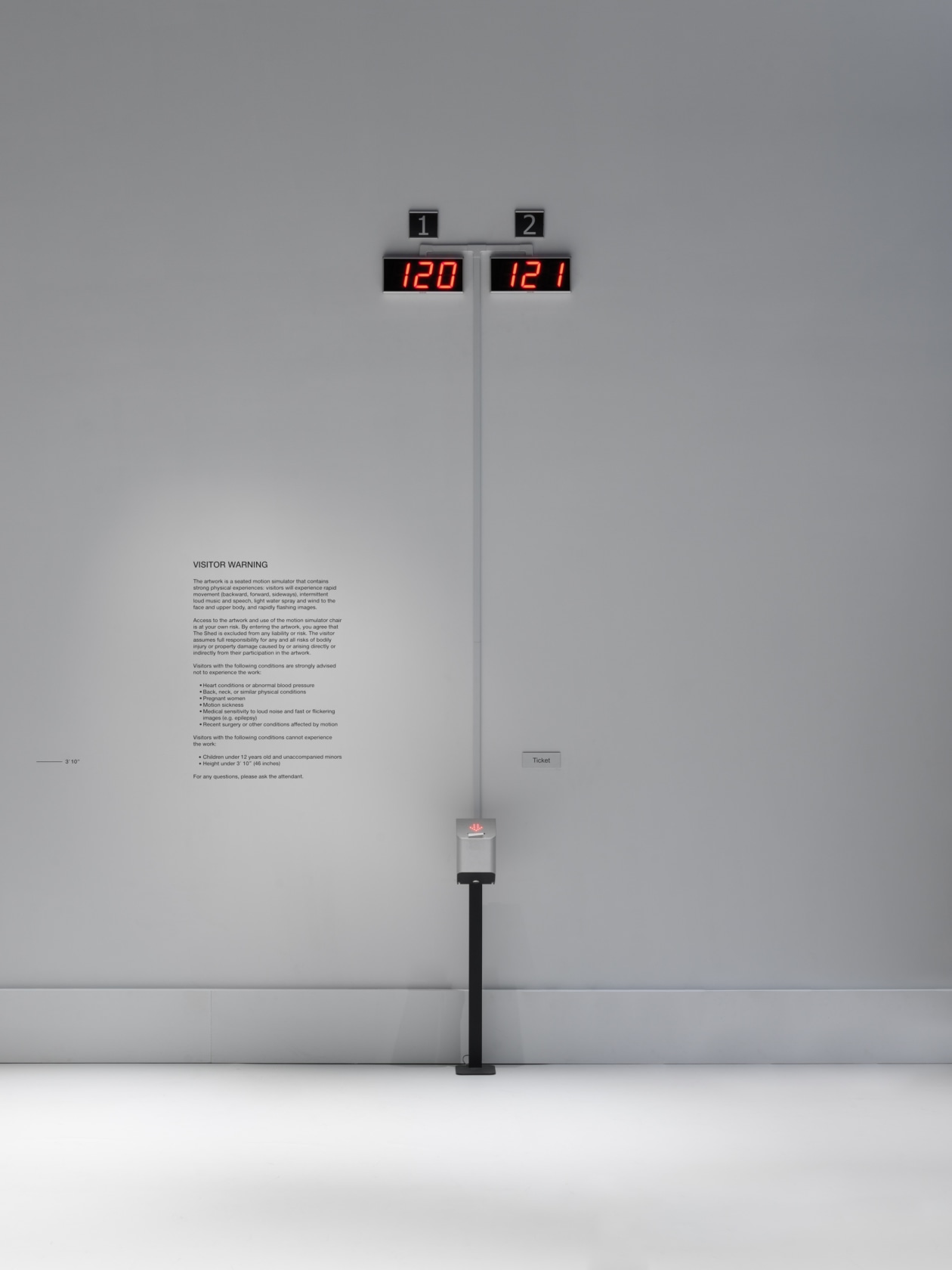 Empathy I, 2018 5D simulator installation (with video, sound, motion, water, and wind) Duration 3:49 min Outer dimensions of box:...