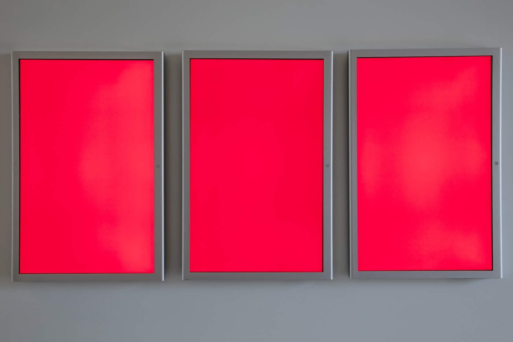 Red Alert, 2007 Triptych, three 30-inch Apple HD Cinema Displays, three Mac Minis, mounting system, connecting hardware Three videos, each...