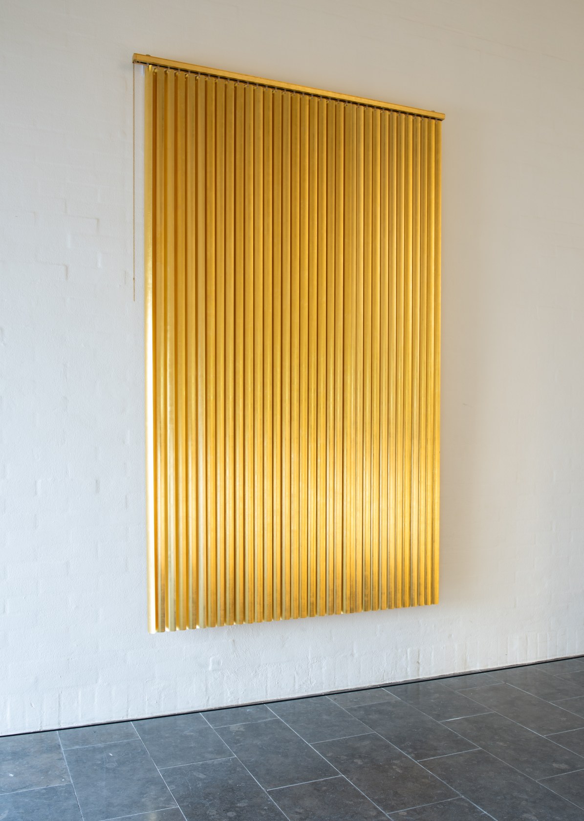 Californian Blinds #2, 2015 Blinds, gold leaf 240 x 150 x 5 cm Californian Blinds #2 consists of a sequence...