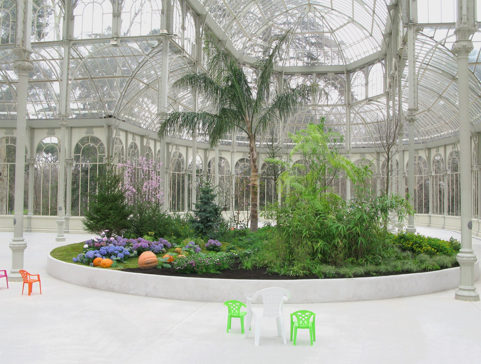 Exhibition view: Pierre Huyghe, La Saison des Fêtes, Museo Nacional Centro de Arte Reina Sofía – Palacio de Cristal, Madrid,...