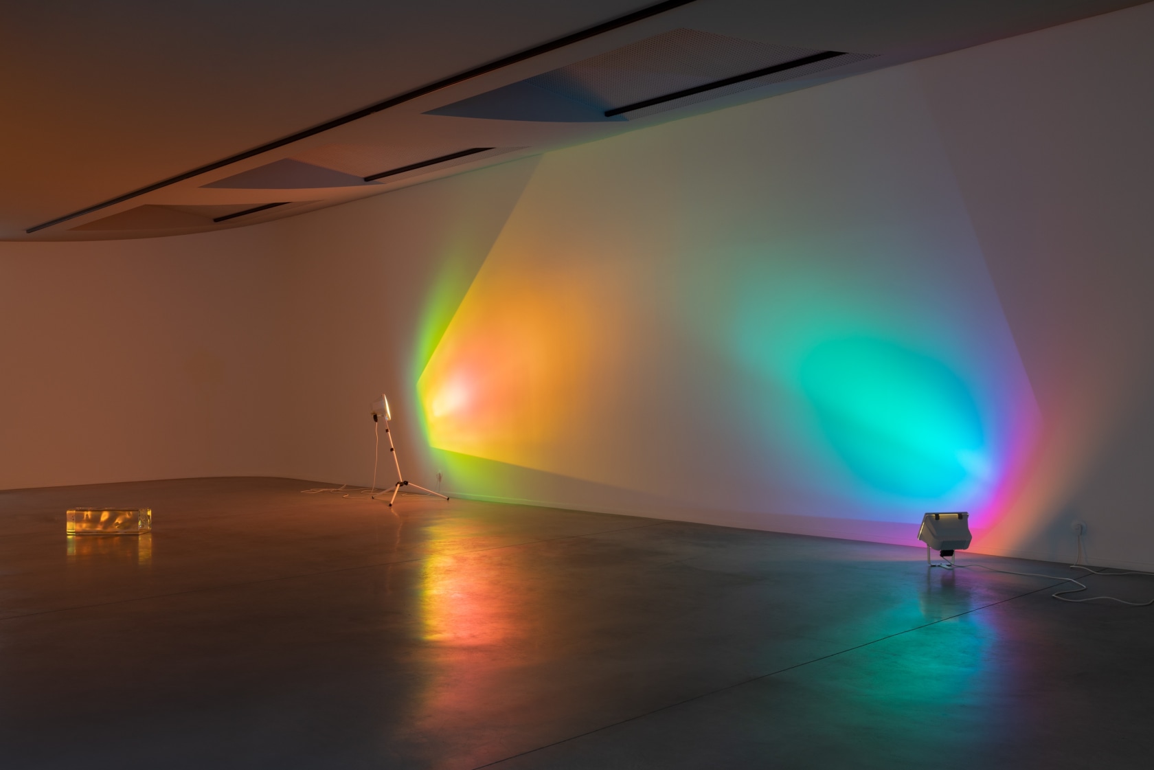 Left: Ann Veronica Janssens Untitled, 2019 Optical glass 21 x 21 x 68 cm (approx.) Right: Ann Veronica Janssens Orange...