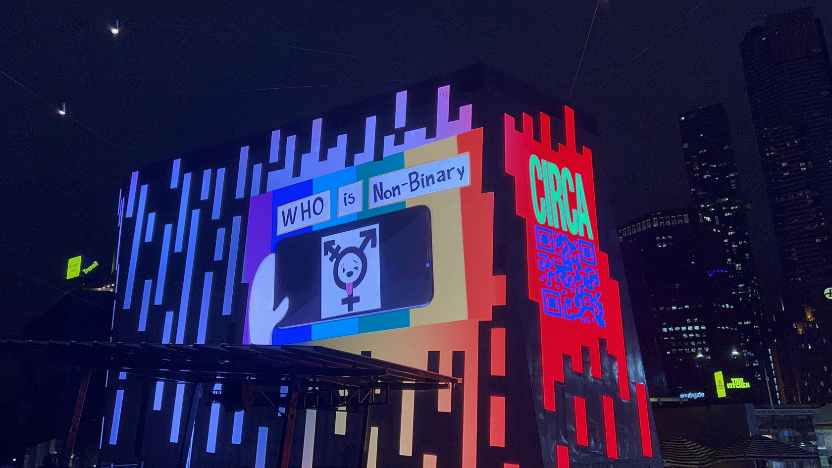 Simon Fujiwara, Hello Who?, 2022. Exhibition view: Simon Fujiwara, Hello Who?, CIRCA, Fed Square, Melbourne, 2022. Photo © CIRCA