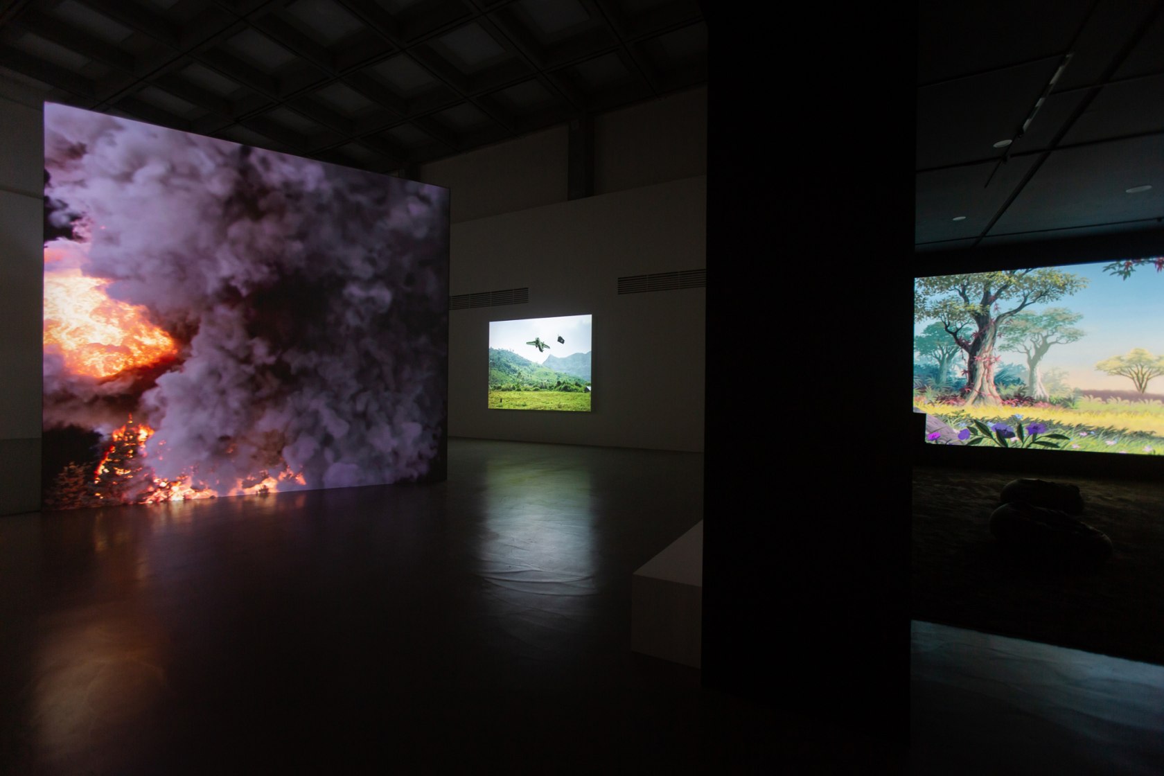 Exhibition view: David Claerbout, Meditation in Peace. Meditation in Pieces, Taipei Fine Arts Museum, Taipei, 2023. Courtesy the artist and...