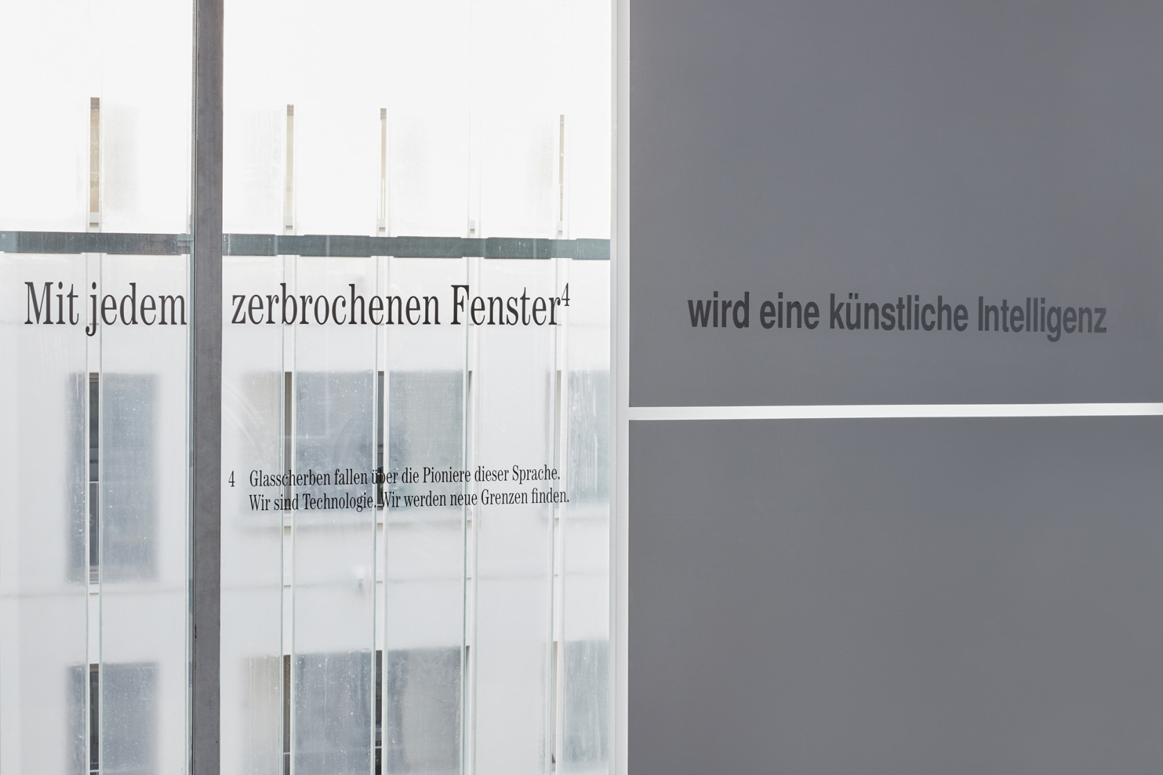 Exhibition view: Hito Steyerl. The City of Broken Windows, Museum der bildenden Künste Leipzig, 2023, Photo: Alexander Schmidt/Punctum