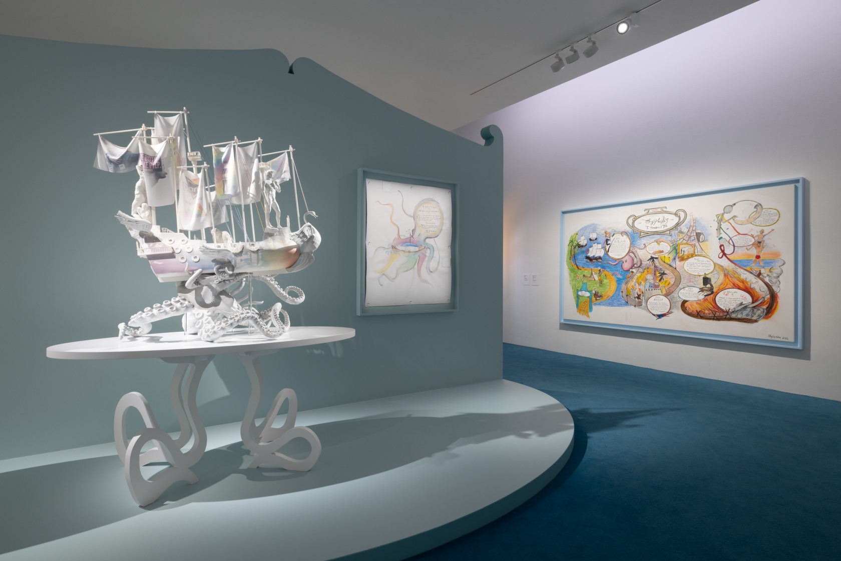 Exhibition view: Simon Fujiwara, It‘s a Small World, Museum of Contemporary Art Kiasma Helsinki, 2024. Photo © Andrea Rossetti