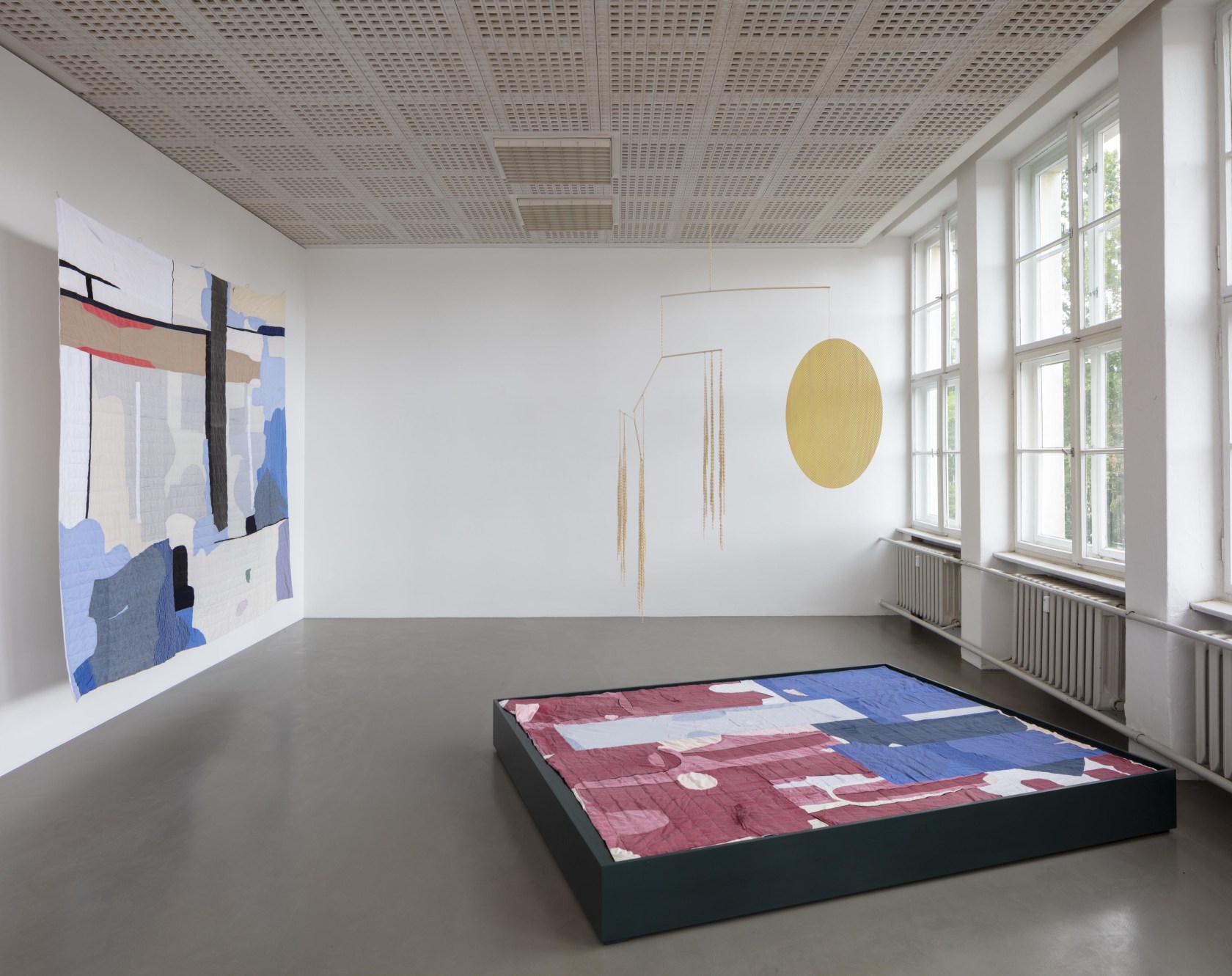 Exhibition view: Martin Boyce, The Day Before Sewn into Sleep, Arrange Whatever Pieces Come Your Way, Haubrok Foundation, Berlin, 2024....