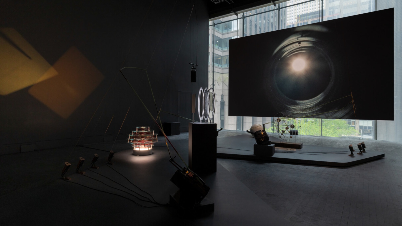 Exhibition view: Rosa Barba, The Ocean of One’s Pause, Kravis Studio, The Museum of Modern Art, New York, 2025. ©...