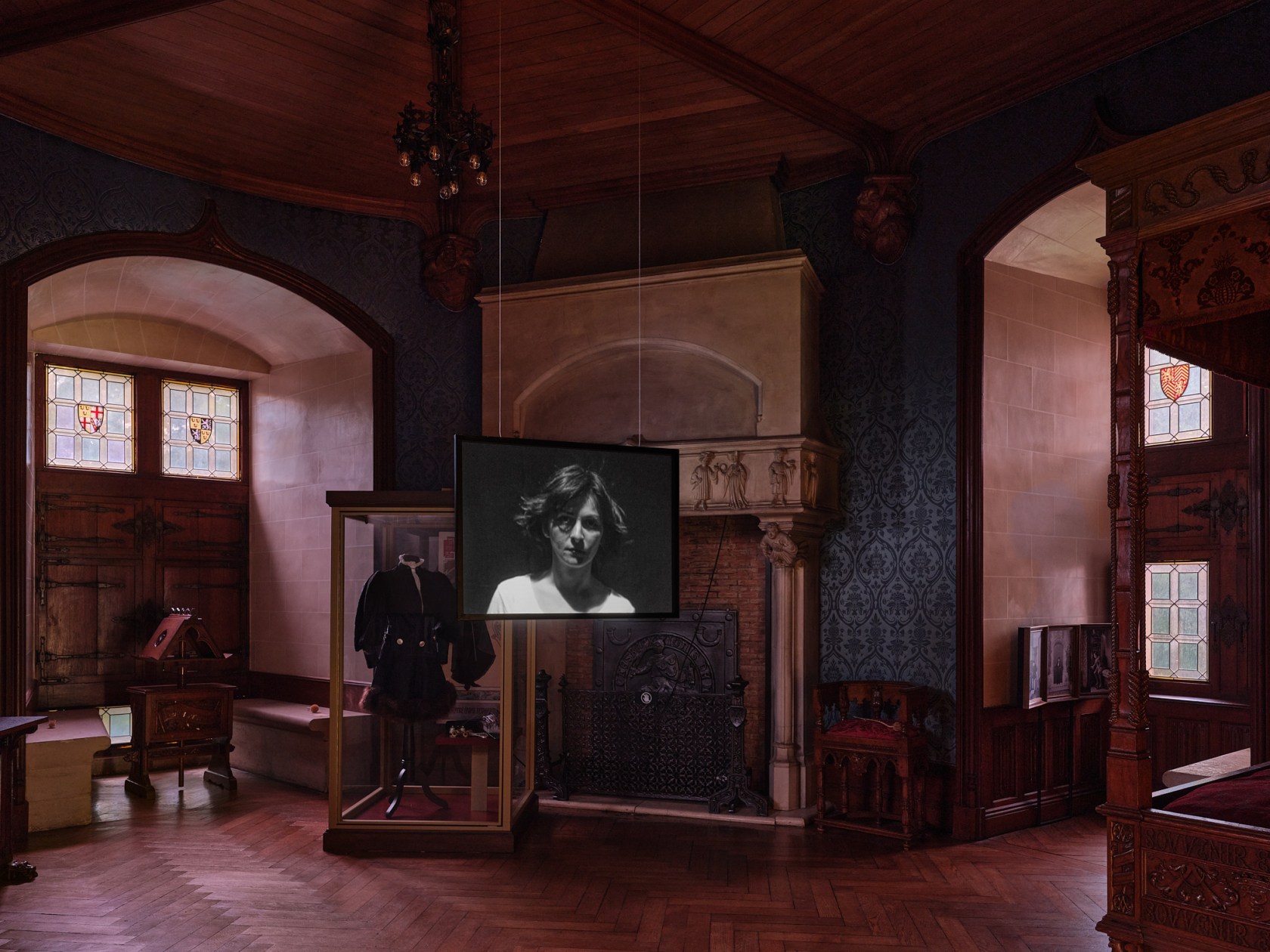 Exhibition view: David Claerbout, At the window / Feel the heartbeat of history, Gaasbeek Castle, Lennik, 2025. Photo © Alex...