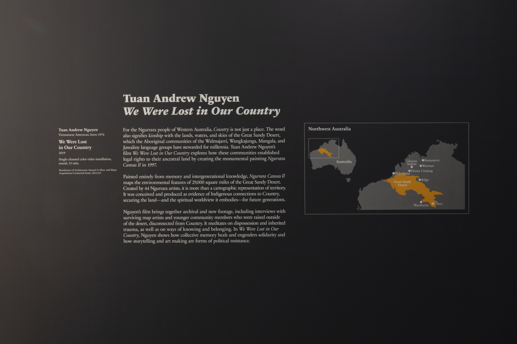 Exhibition view, We Were Lost in Our Country, Art Institute of Chicago, September 5, 2025 - March 9, 2026. ©...