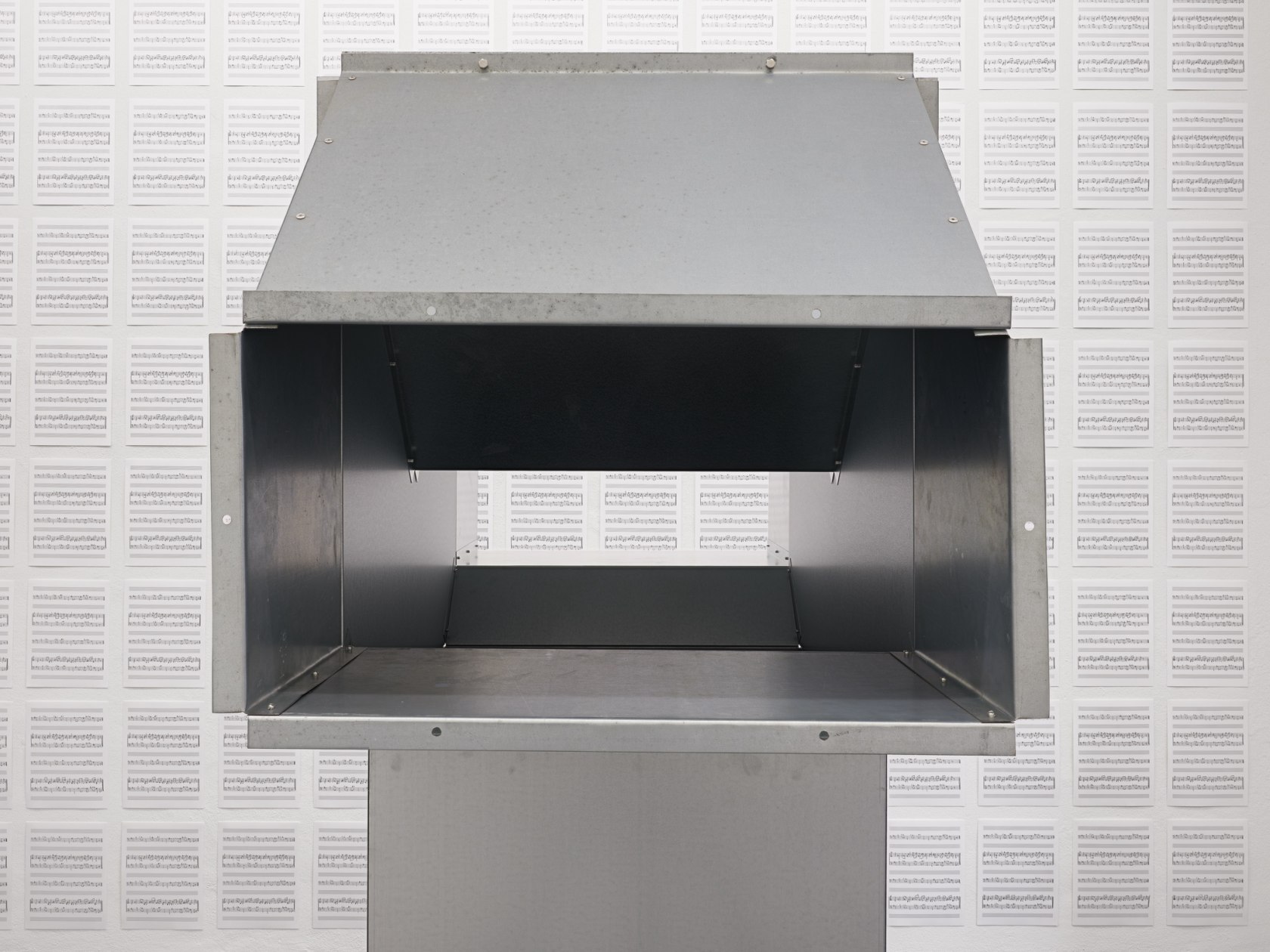 Front: Charlotte Posenenske Transition piece (change of cross section), 1967-2020 (detail) Hot-dip galvanised sheet steel, screws 50 x 23 x...