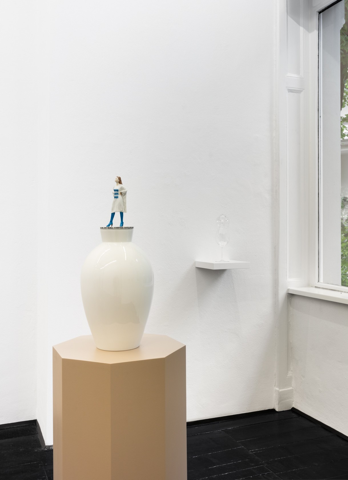 Left: Saâdane Afif The Fairytale Recordings: REC#005FTR-ON (Vice de forme [A Duel of Warriors] 2009), 2011 Porcelain, glazed, painted 72...