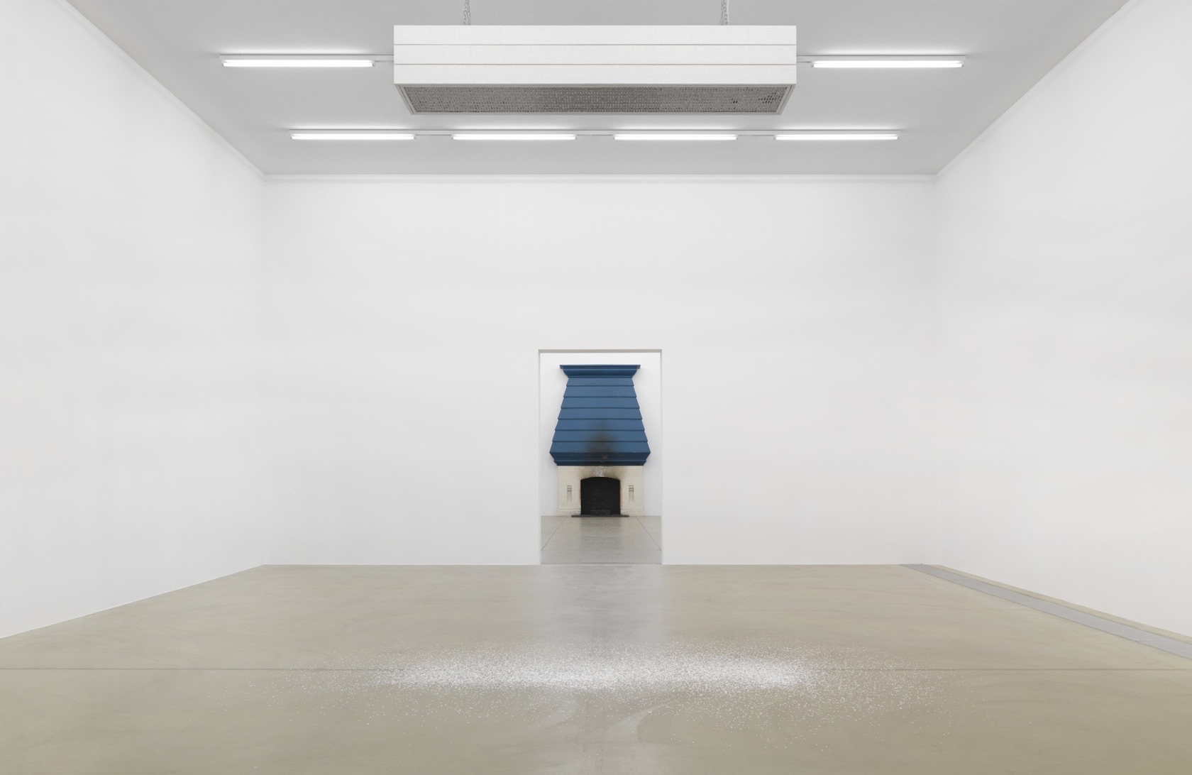 Front: thank you silence, 2005 Wood, paper, metal grille, motor activity 30 cm × 200 cm × 40 cm Back:...