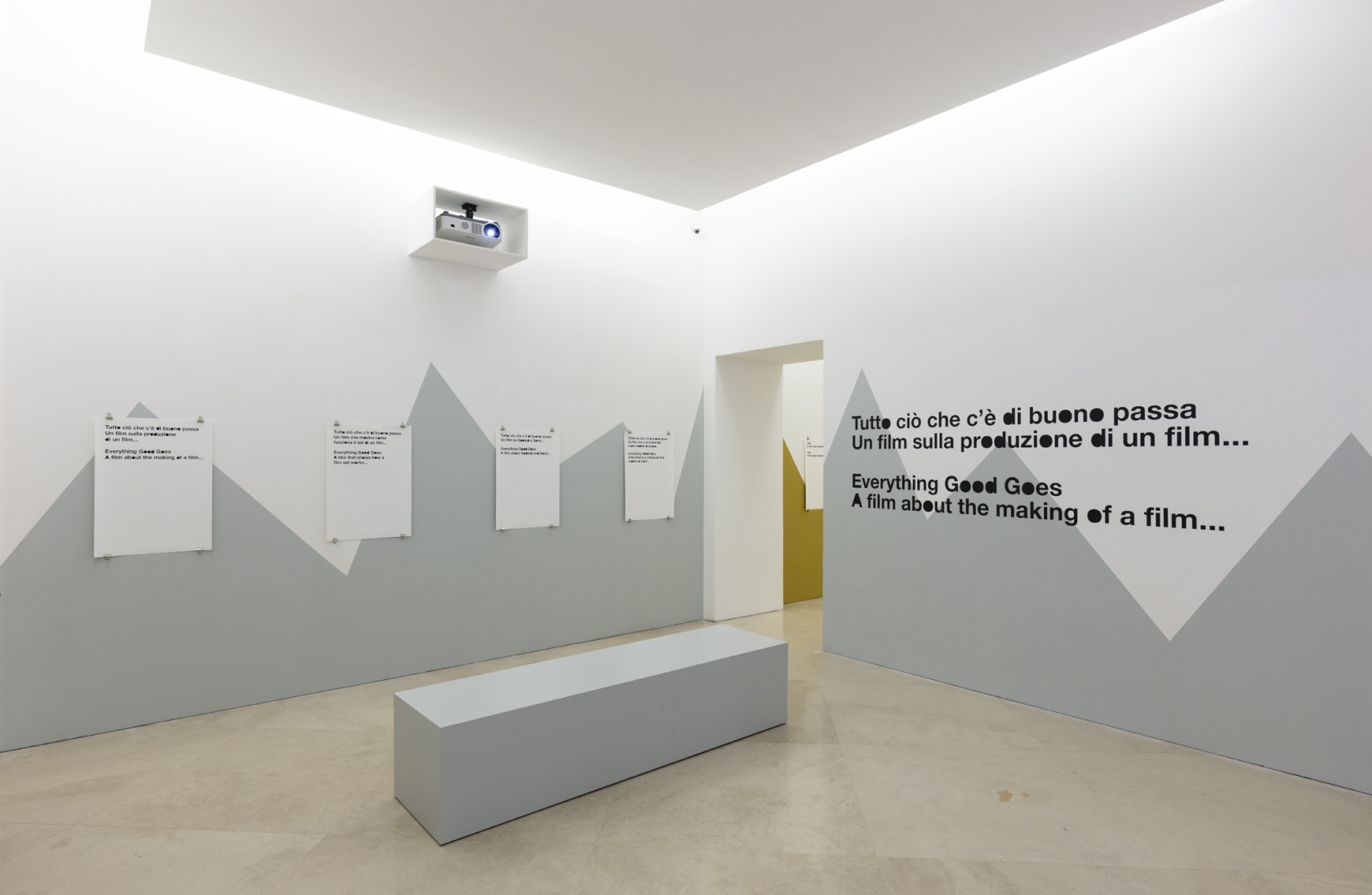 Exhibition view: Liam Gillick, Standing on Top of a Building: Films 2008-2019, Madre Museum, Naples 2019 Photo © Madre Museum,...