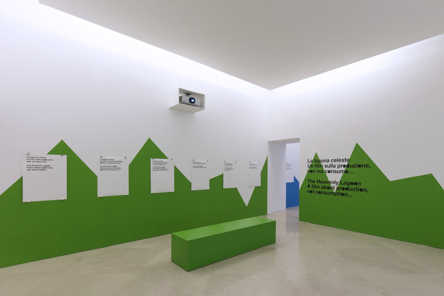 Exhibition view: Liam Gillick, Standing on Top of a Building: Films 2008-2019, Madre Museum, Naples 2019 Photo © Madre Museum,...