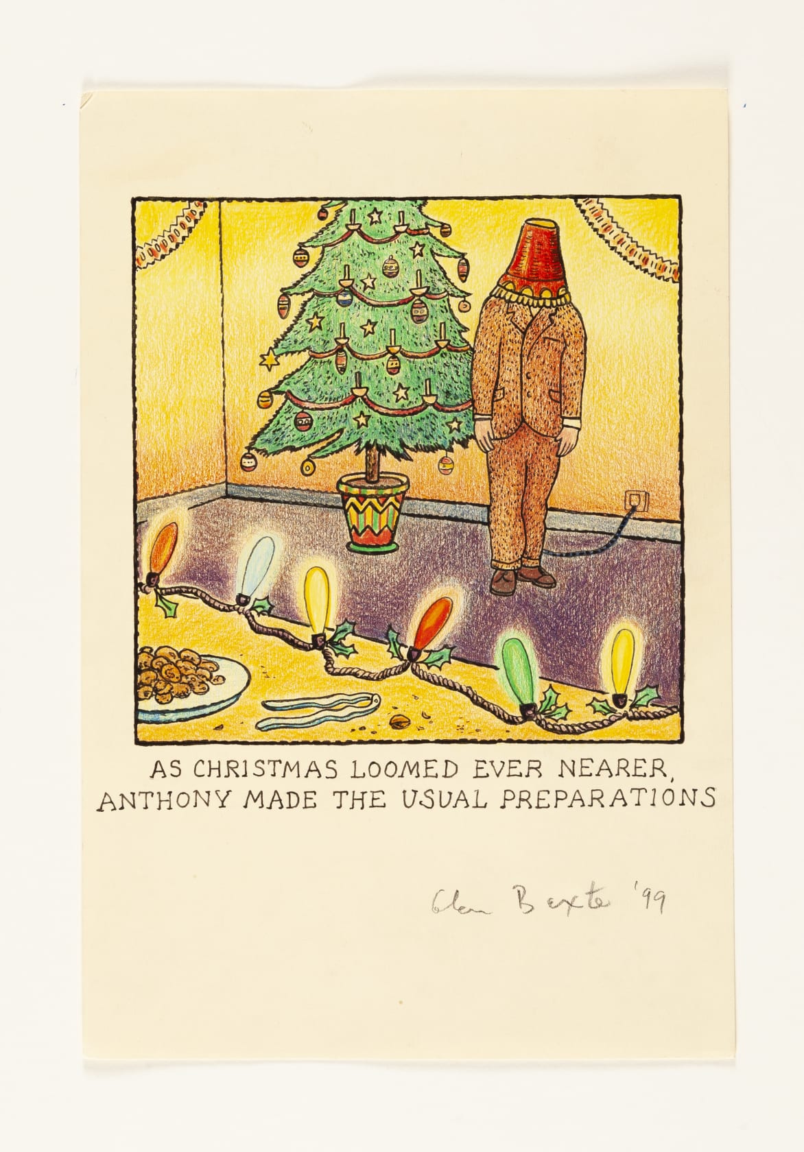 Glen Baxter, As Christmas Loomed Ever Nearer, Anthony Made the Usual Preparations, 1999