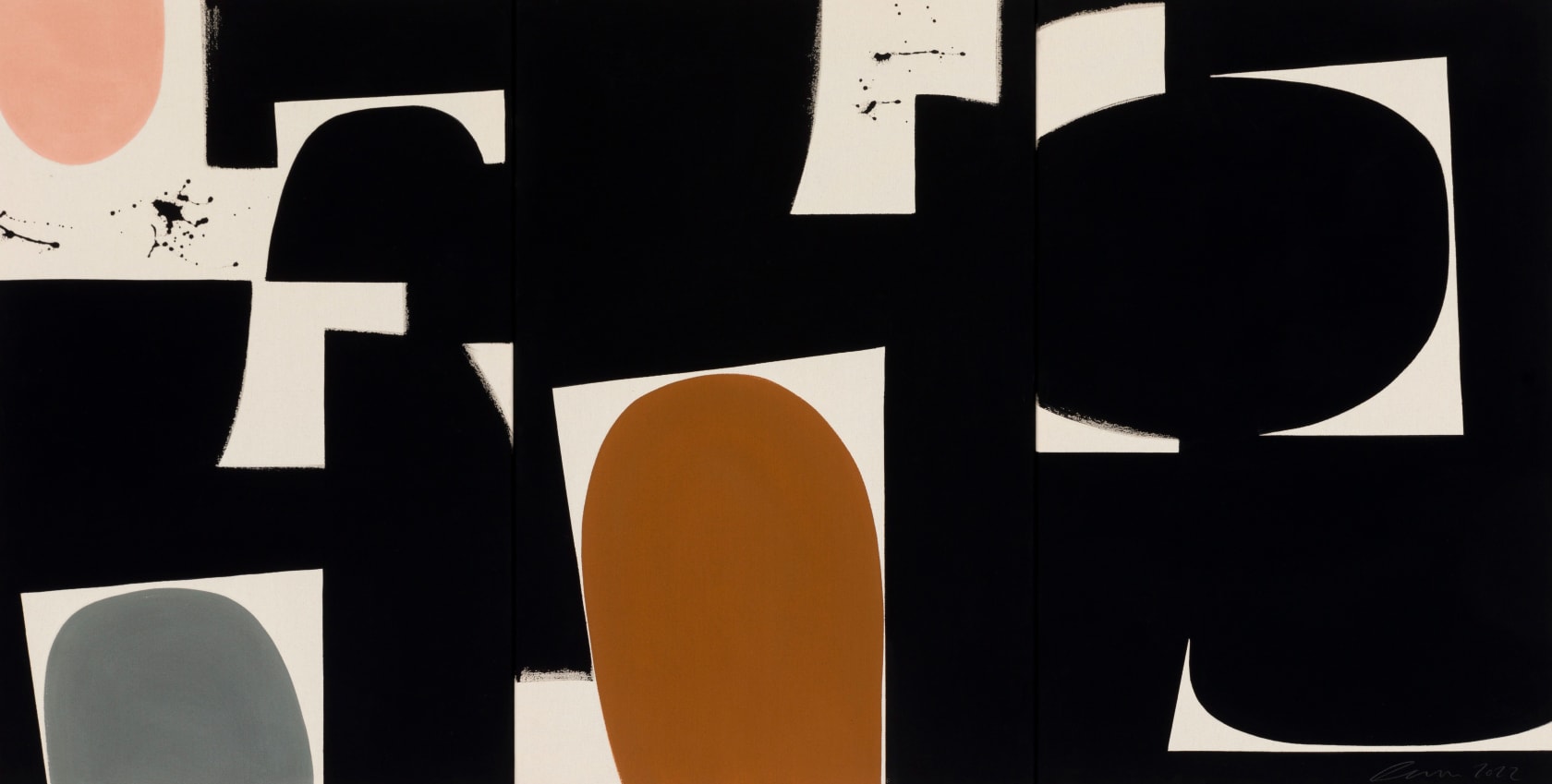 Liza Giles, Sienna/Plaster/Black Triptych (Composition I) , 2022