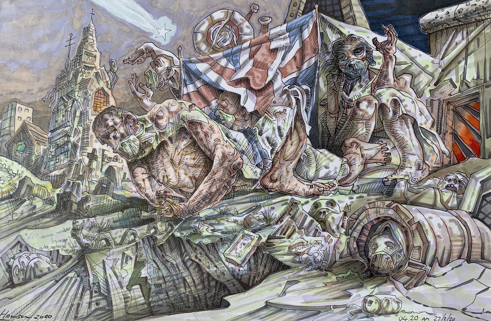 Peter Howson, Bat Blood, 2020