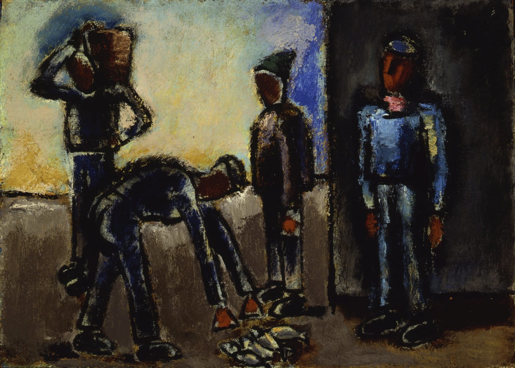 Josef Herman, Group of Fishermen, 1980