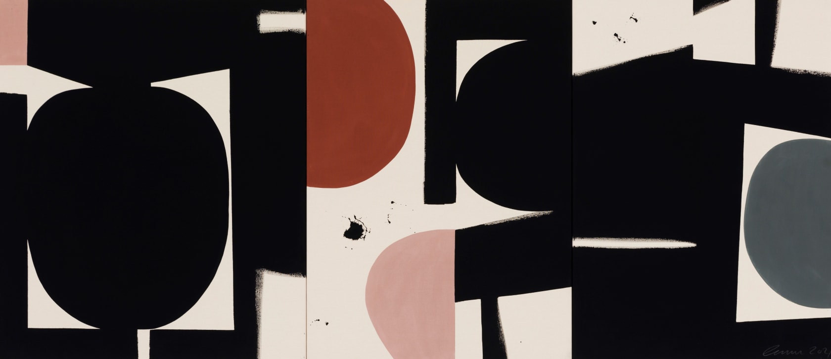 Liza Giles, Black, Burnt Sienna & Plaster Triptych (Composition I), 2021
