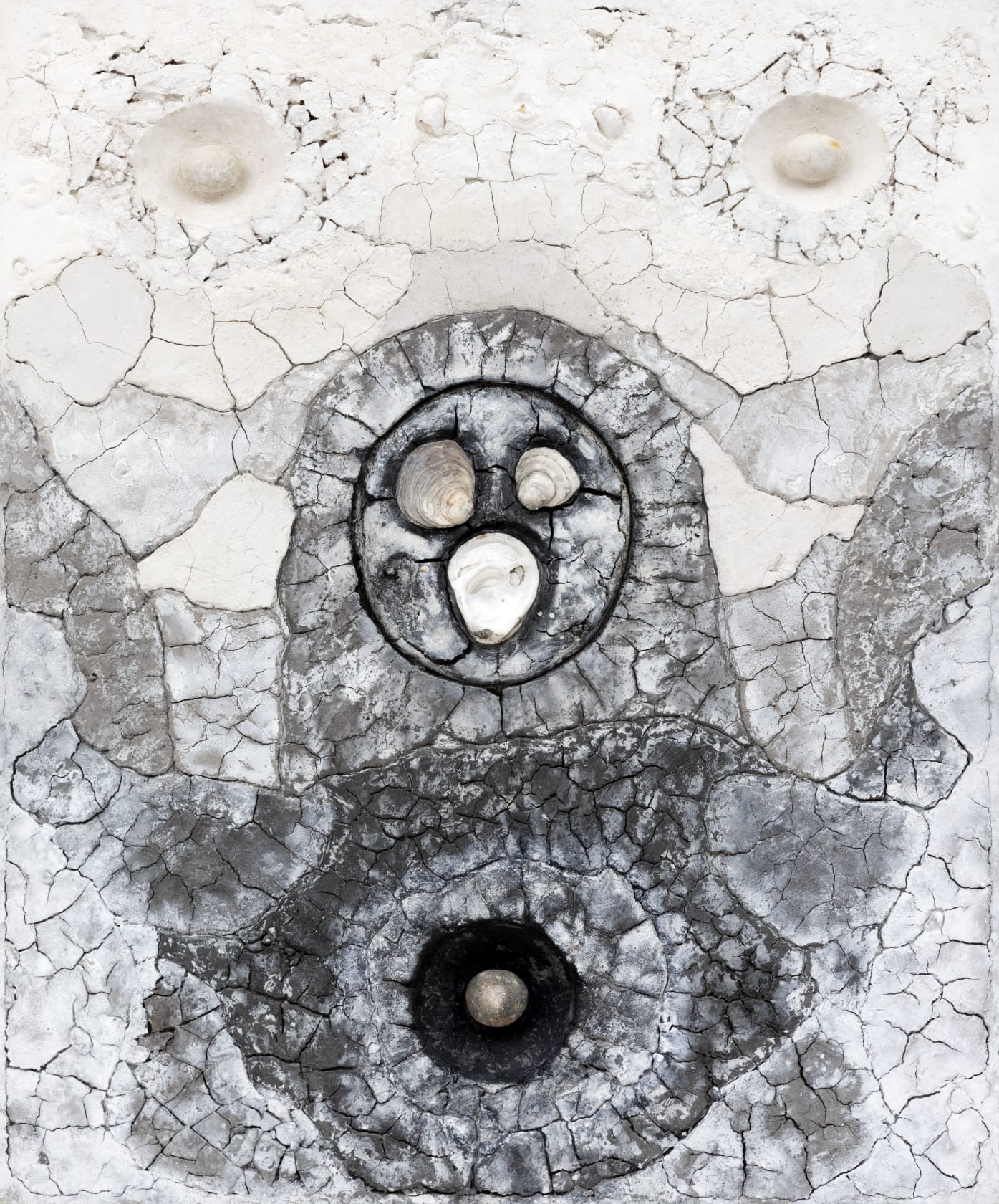 Derek Hirst, Drought No.13 (with 3 fallen stones & oyster shells), 1994