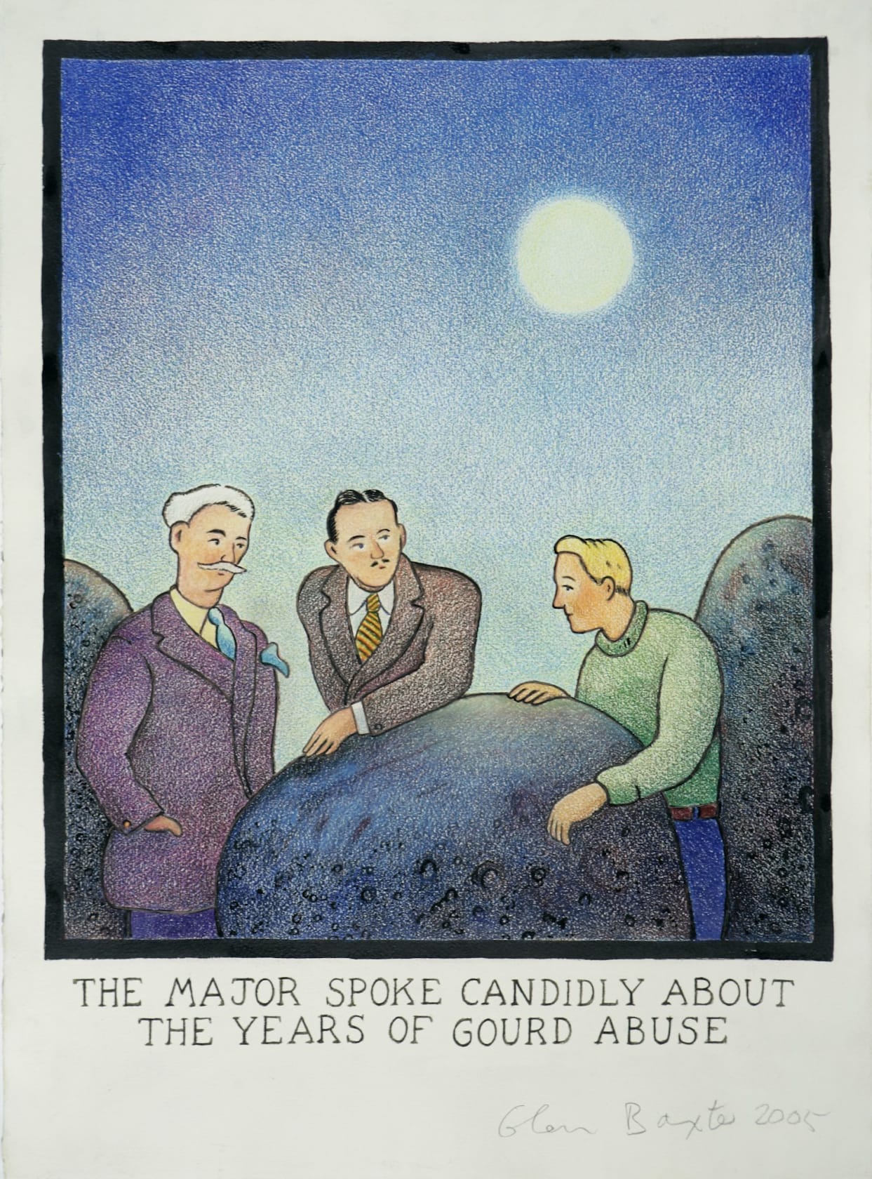 Glen Baxter, The Major spoke candidly about the years of Gourd abuse, 2005