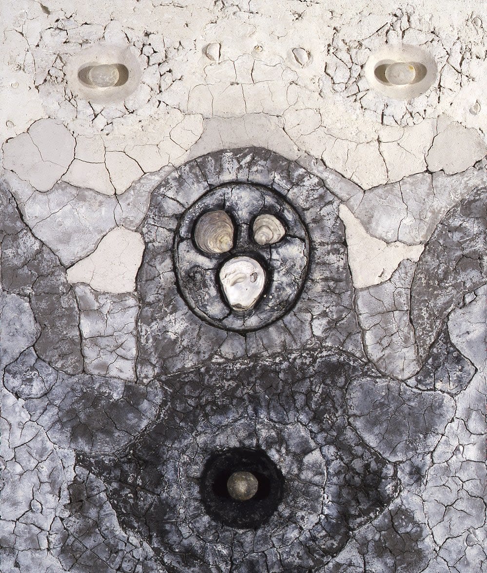 Derek Hirst, Drought No.13 (with 3 fallen stones & oyster shells), 1994