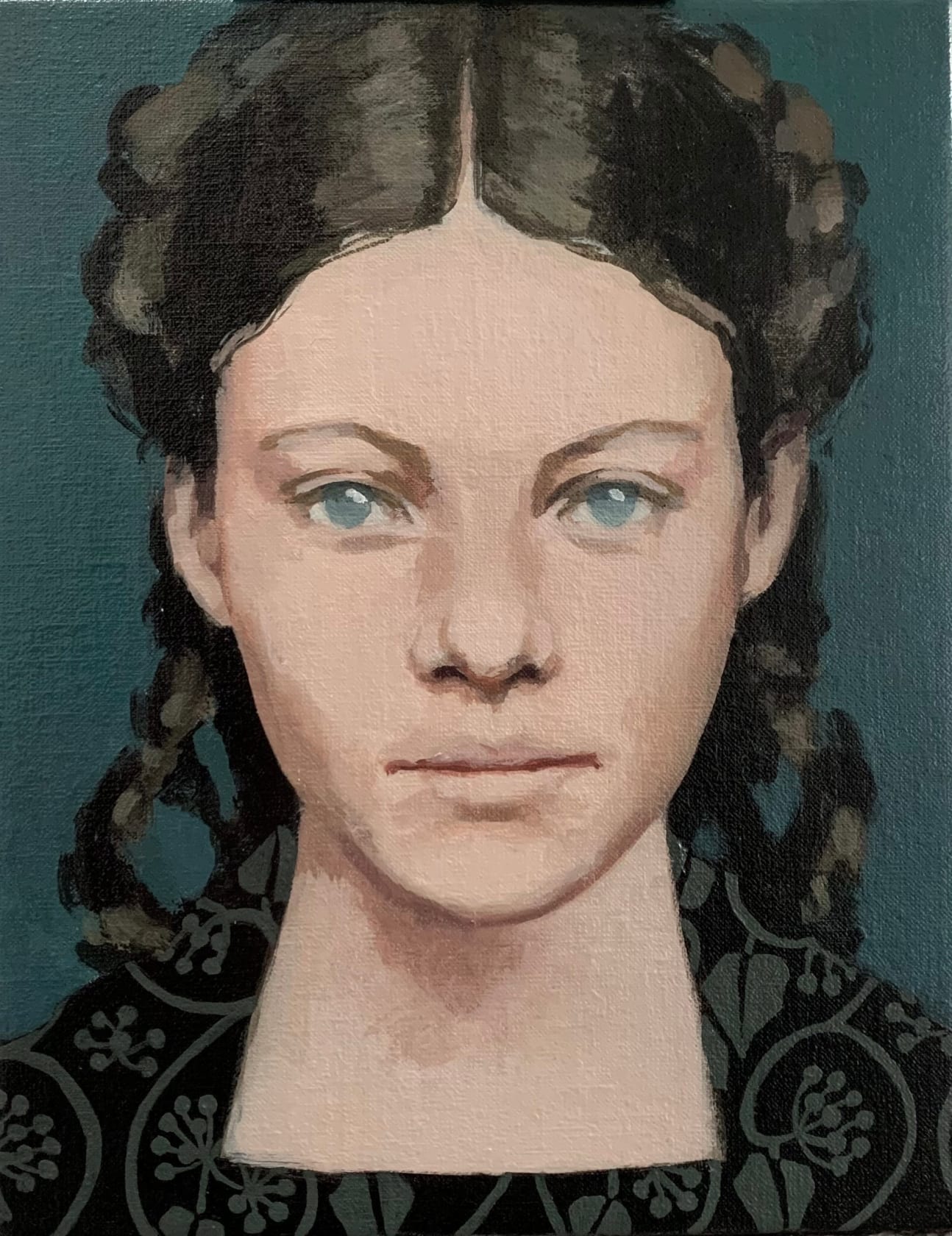 Claerwen James Girl with plaits, 2025
