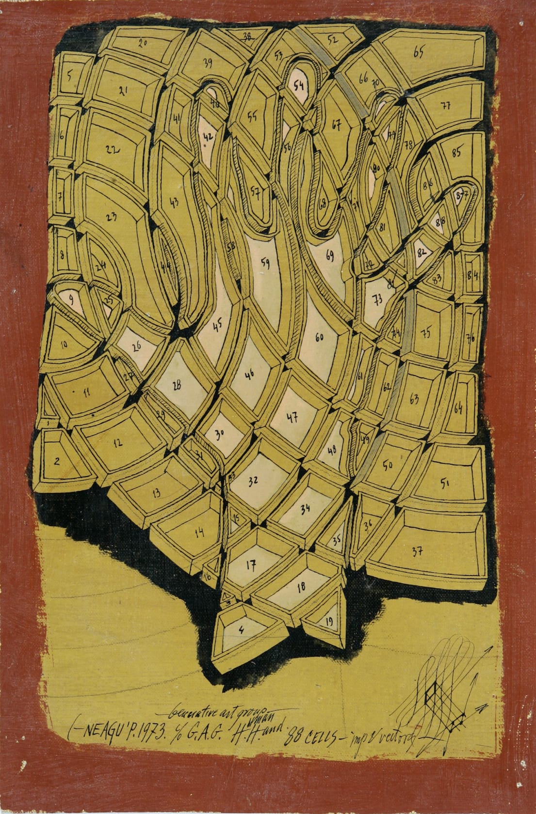 Paul Neagu, 88 Cells - Human Hand, 1973