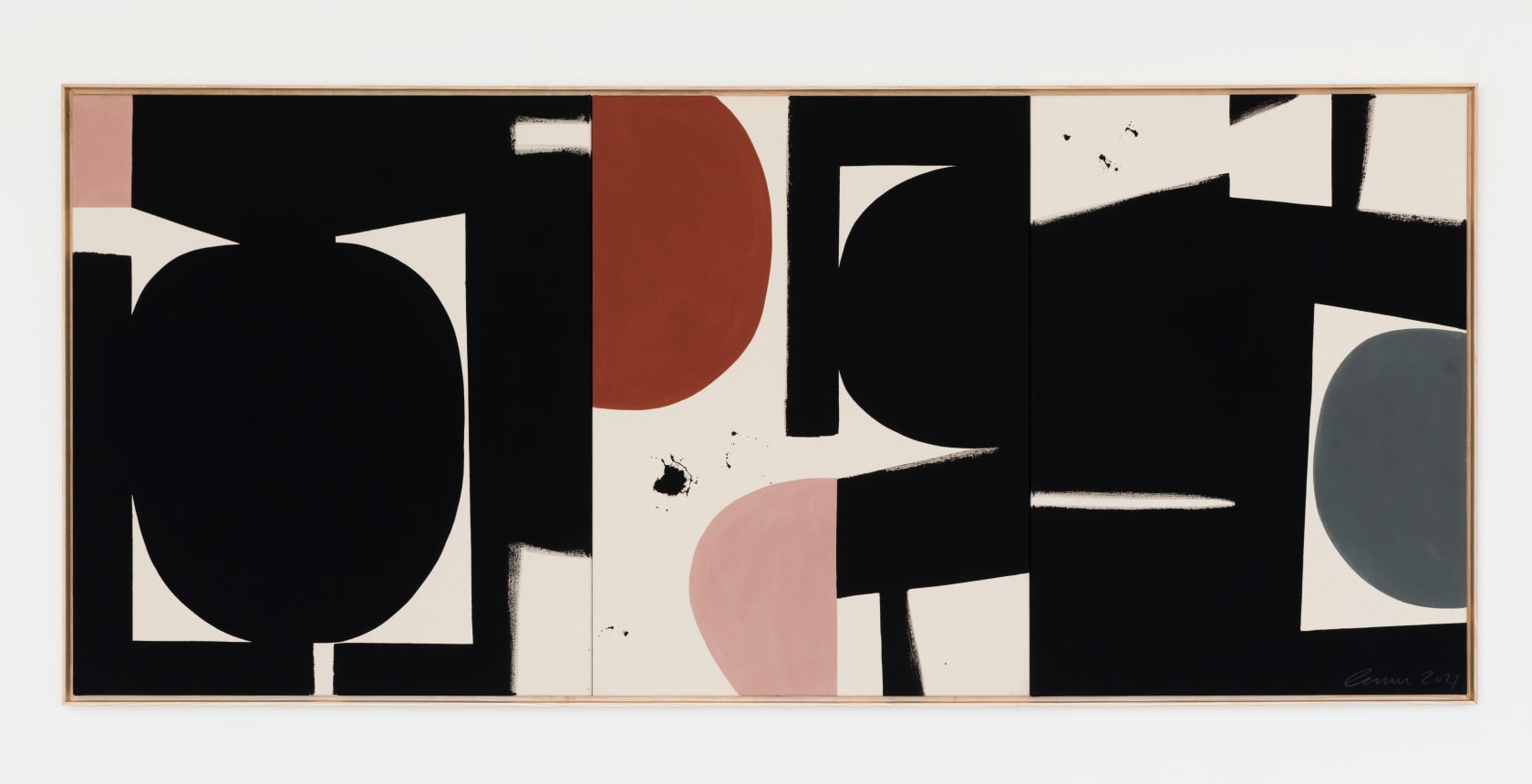 Liza Giles, Black, Burnt Sienna & Plaster Triptych (Composition I), 2021