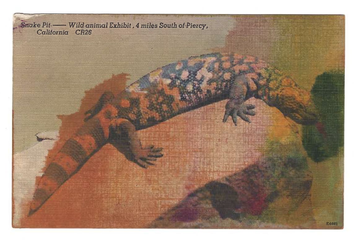 Tacita Dean Found Postcard Monoprint (4 Miles South of Piercy), 2018