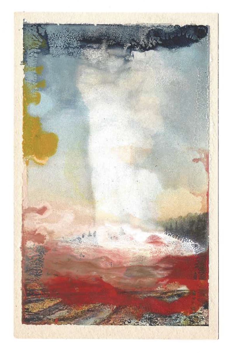 Tacita Dean Found Postcard Monoprint (Old Faithful), 2018