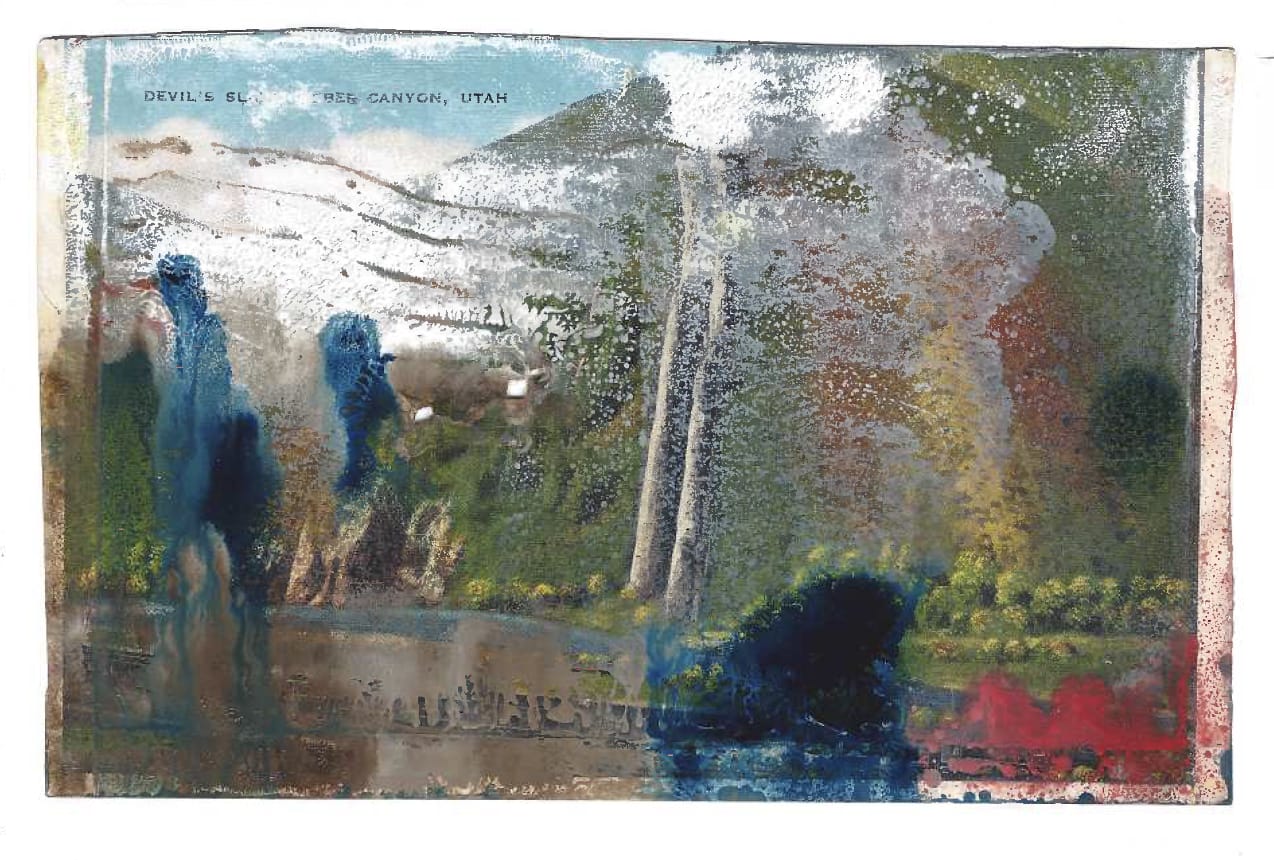 Tacita Dean Found Postcard Monoprint (Devil's Slide), 2018