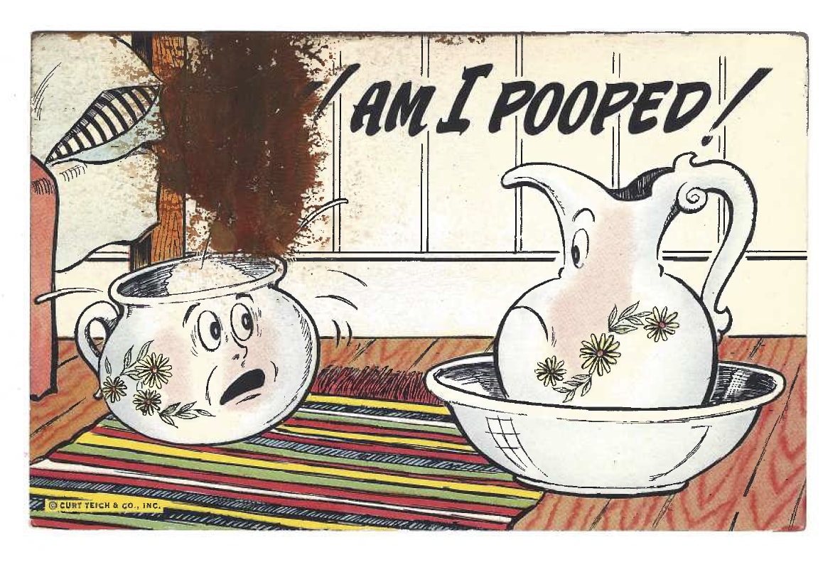 Tacita Dean Found Postcard Monoprint (Boy! Am I Pooped!), 2018