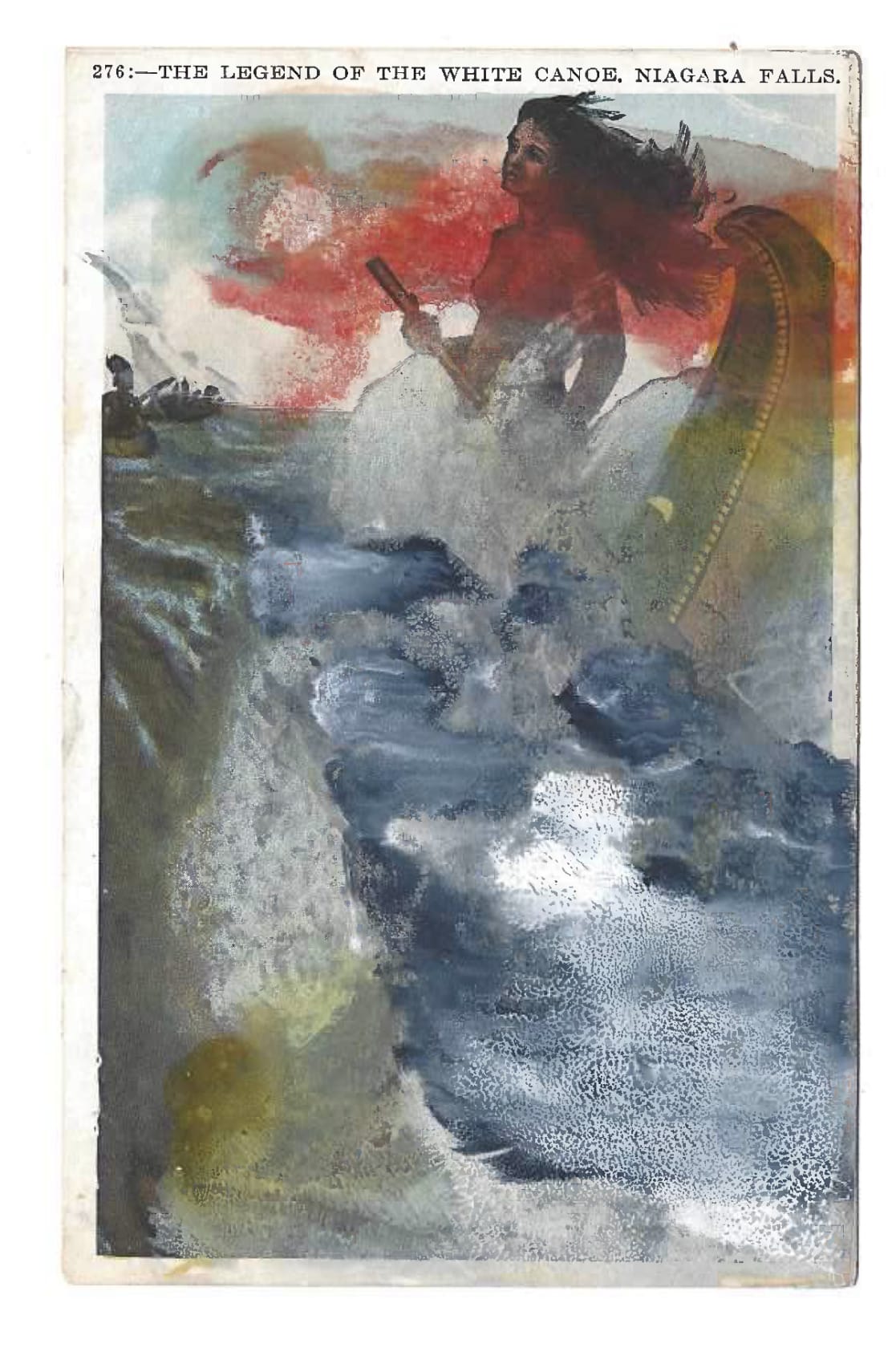 Tacita Dean Found Postcard Monoprint (The Legend of the White Canoe), 2018