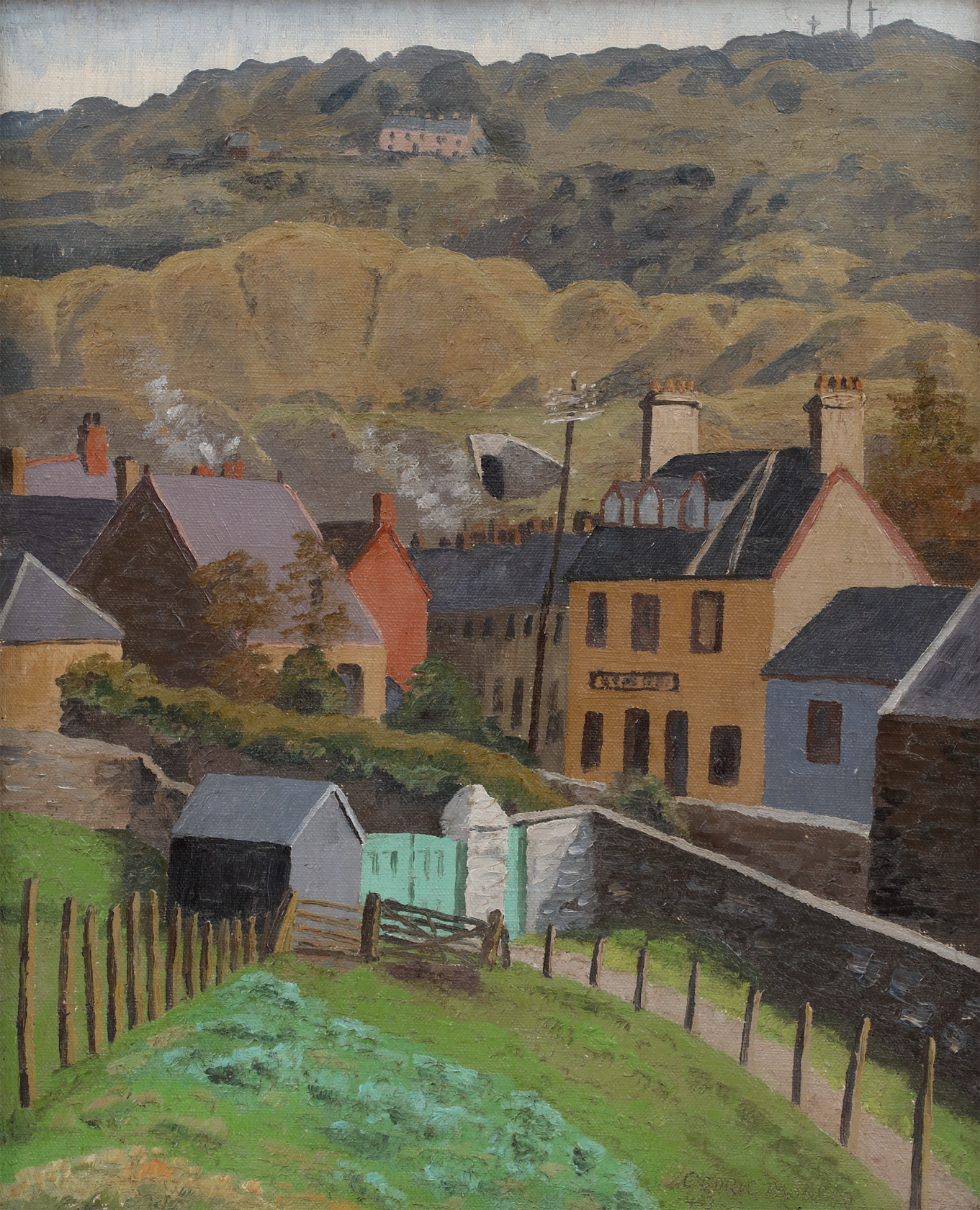 Signed and dated 'CEDRIC MORRIS / 43’ bottom right; titled ‘DOWLAIS TOP’ on reverse Oil on canvas 23 5/8 x 19 3/4 in (60 x 50 cm)