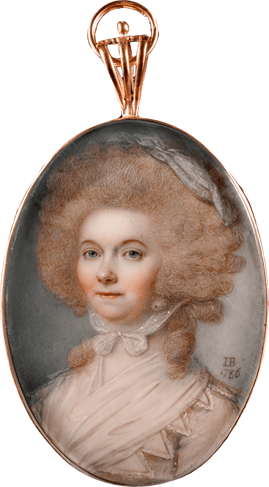 Signed 'IB / 1786' lower right Watercolour on ivory Oval, 2 1/8 in (54 mm) high