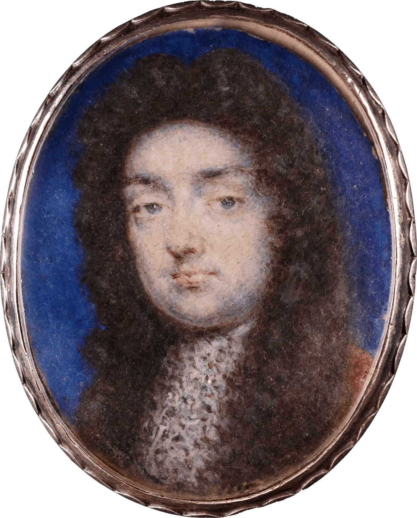 Watercolour on vellum set in silver bracelet frame Oval, 1 1/8 in (30 mm) high
