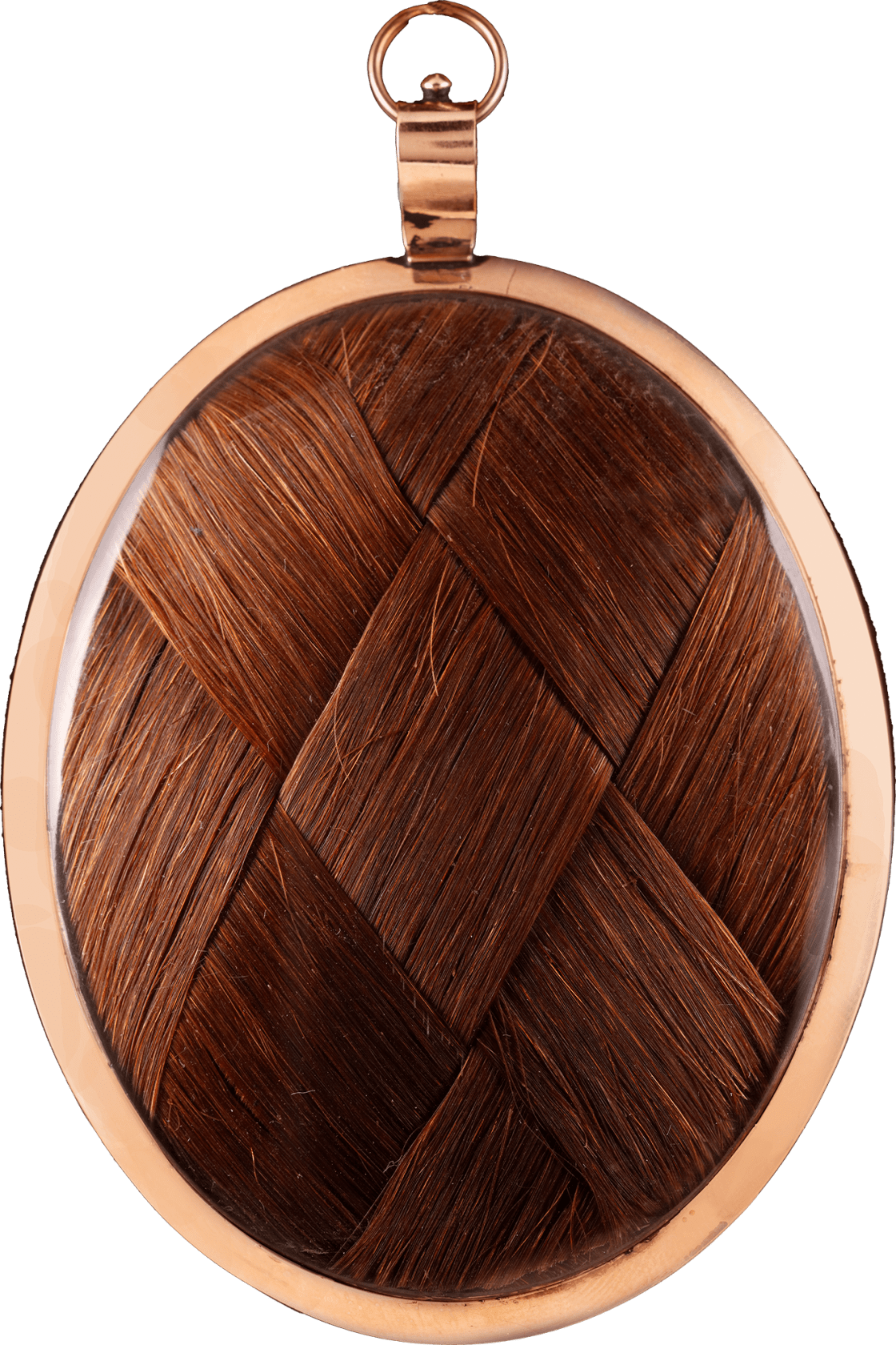 Set in gold frame with blue enamel border, the reverse with plaited hair Oval, 2 3/4 in (70 mm) high