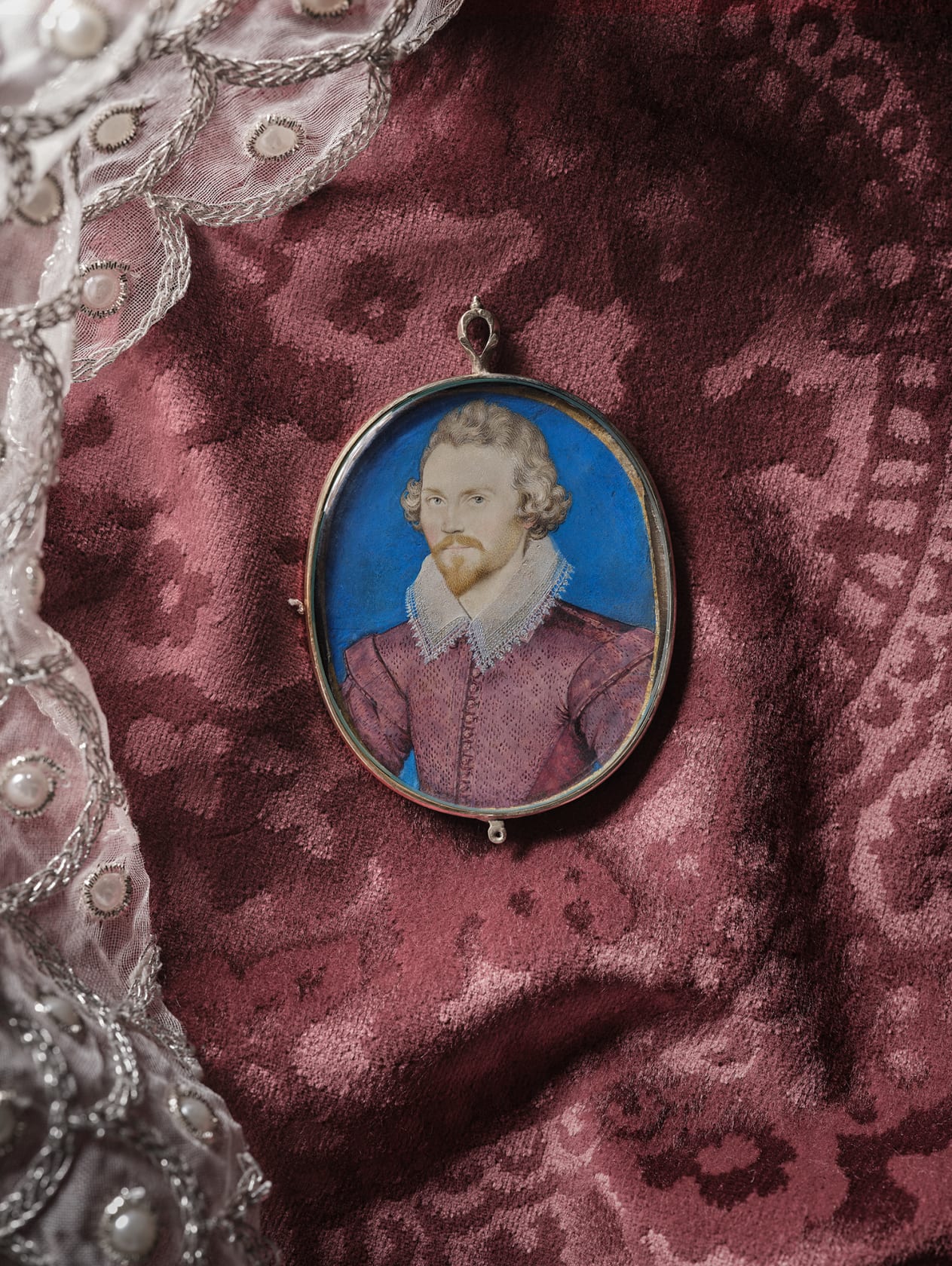 Watercolour on vellum stuck to pasteboard set in silver-gilt frame Oval, 2 3/8 in (60 mm) high