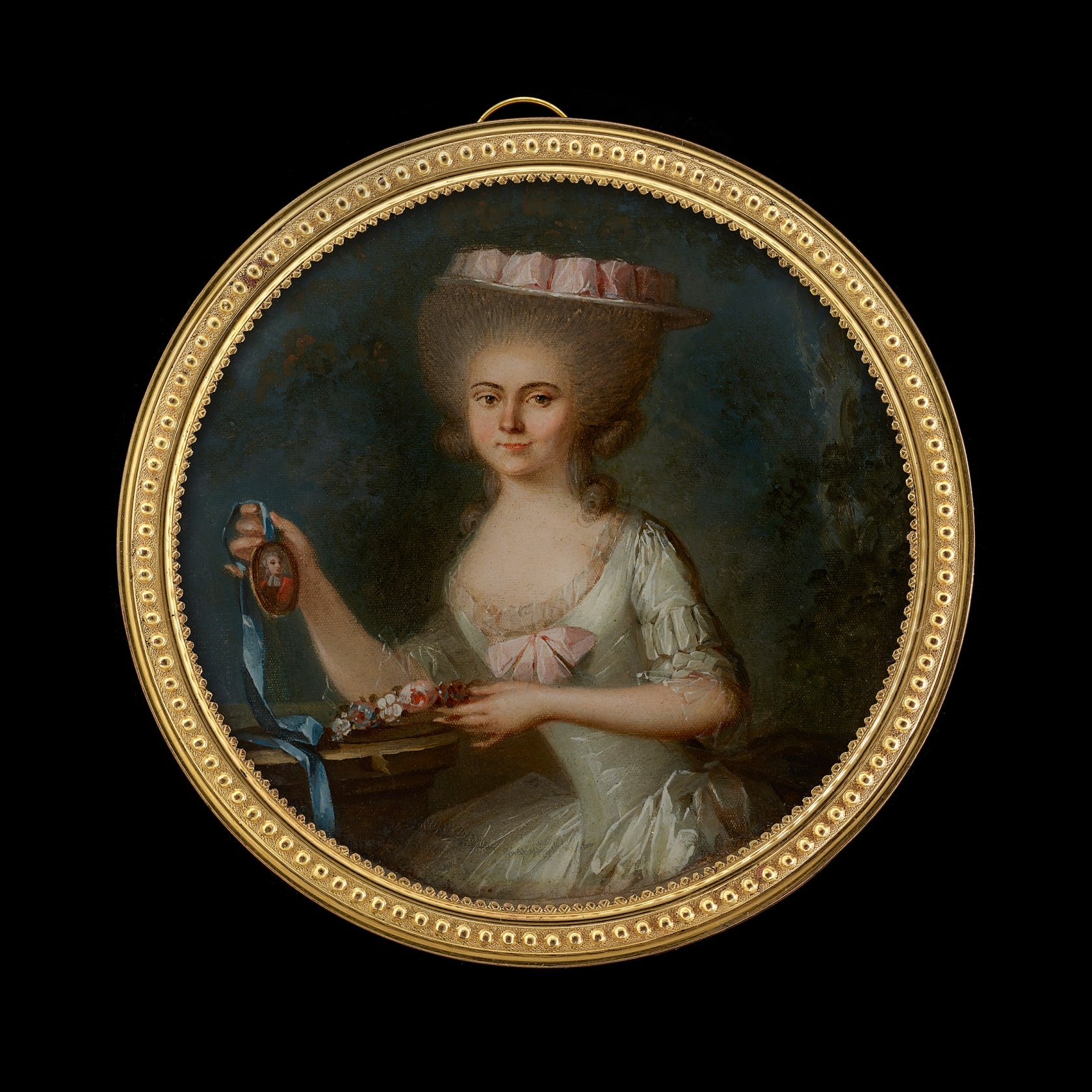 Fixè-sous-verre in gilt-metal mount Circular, 2 5/8 in (68 mm) high