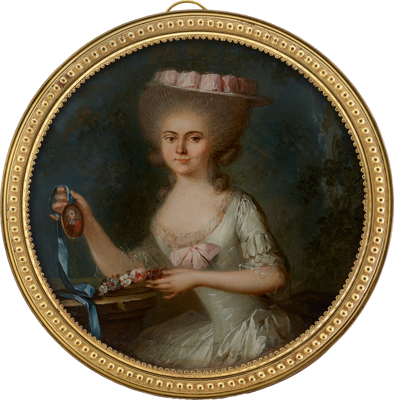 Fixè-sous-verre in gilt-metal mount Circular, 2 5/8 in (68 mm) high