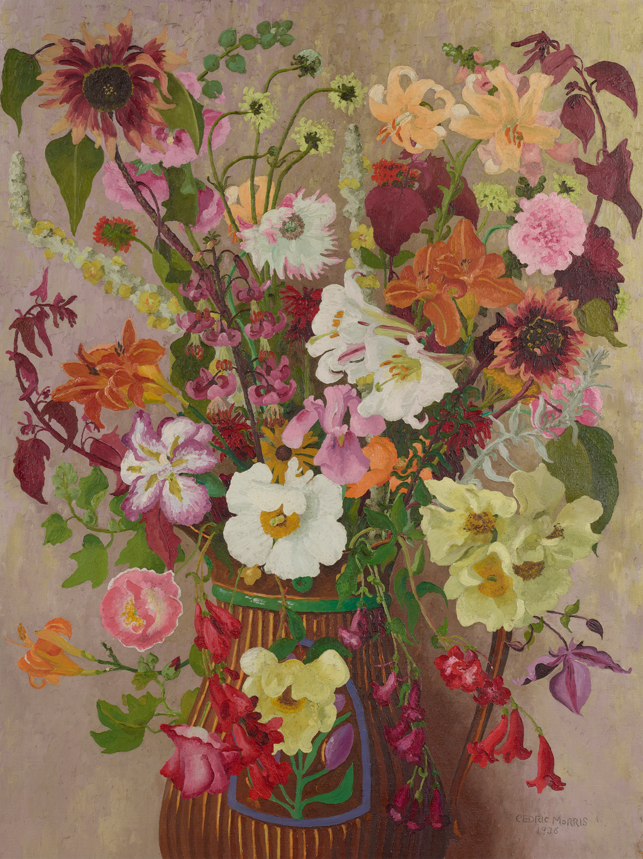 Signed and dated 'Cedric Morris 1936' lower right Oil and Canvas 36 x 48 in (91.5 x 122 cm)