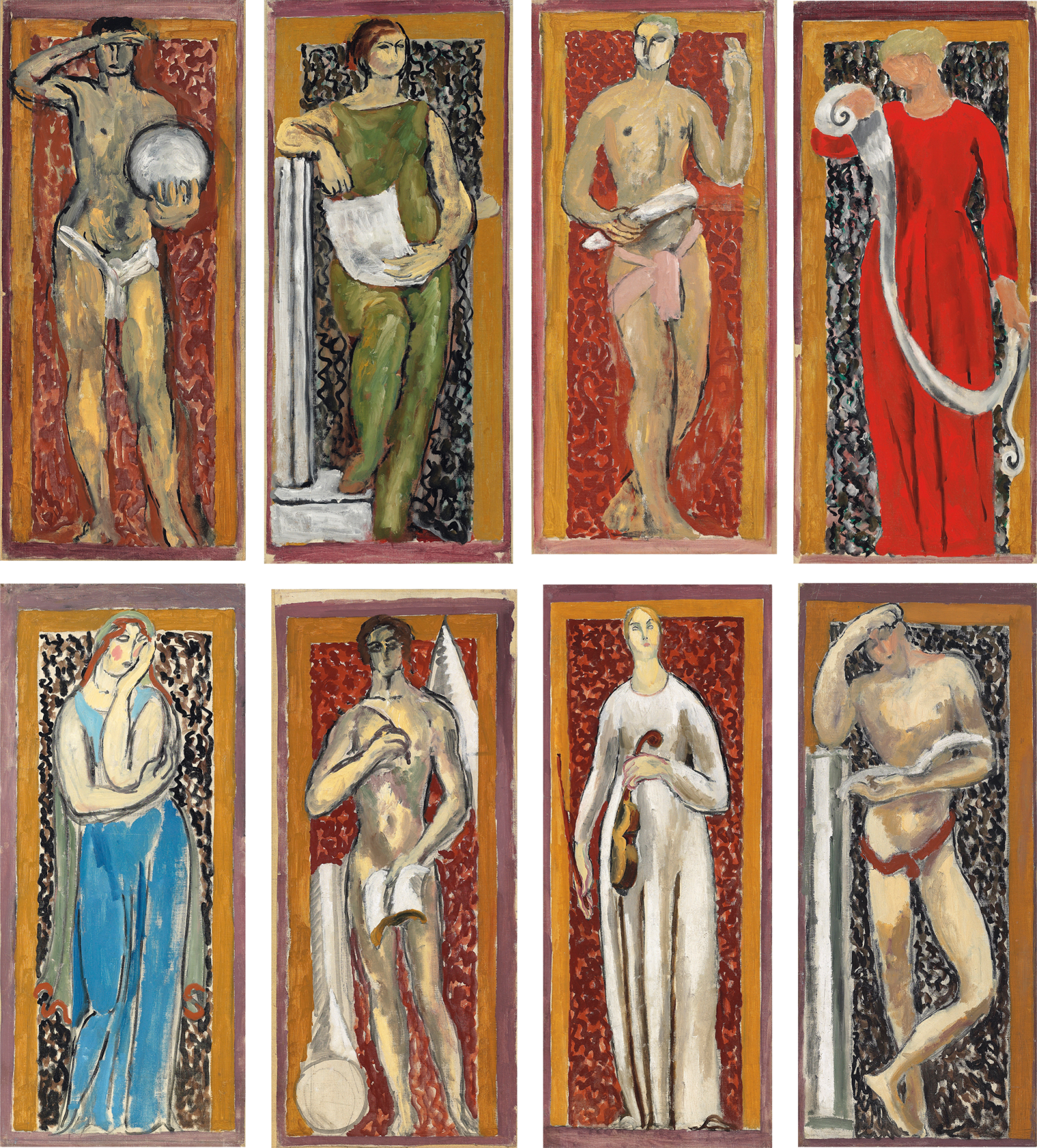 Oil on canvas Each: 33 x 14 in (83.8 x 35.5 cm)
