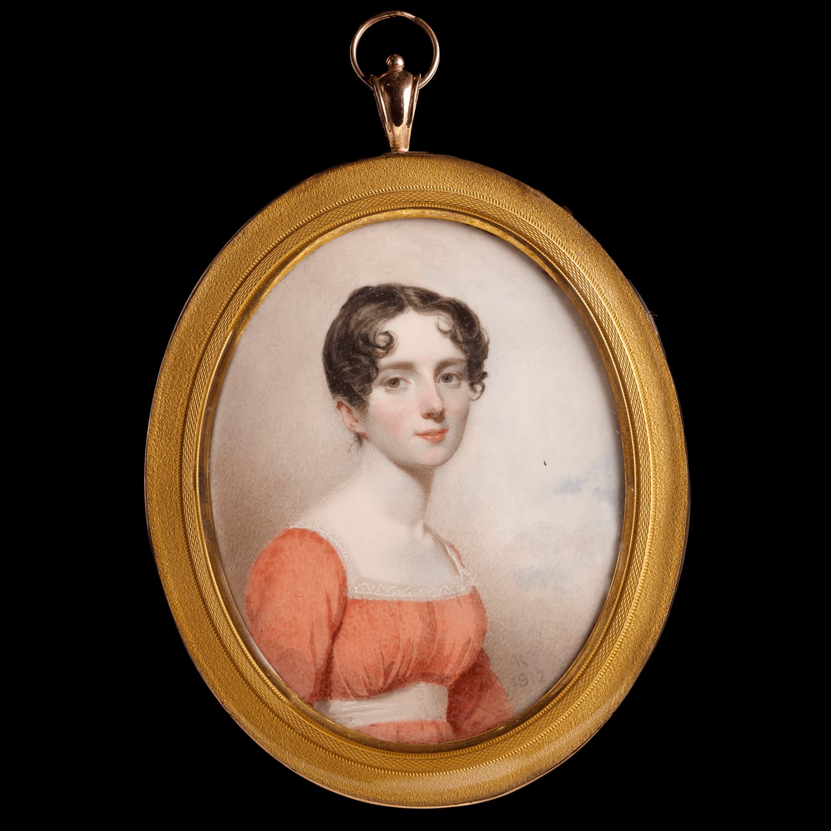 Signed on the obverse and reverse: 'painted by/A. Robertson/33 Gerrard Str/181' set in gilt-metal mount and frame Watercolour on ivory in gilt-metal mount and frame Oval, 3 in (76.2 mm) high